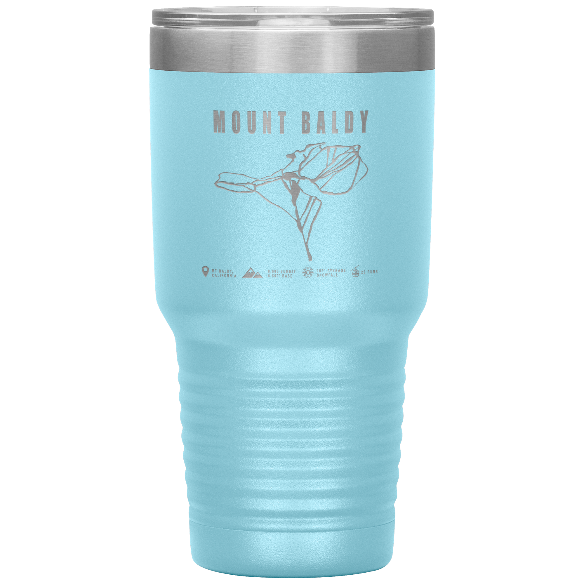 Mount Baldy, California Ski Trail Map 30oz Tumbler - Powderaddicts