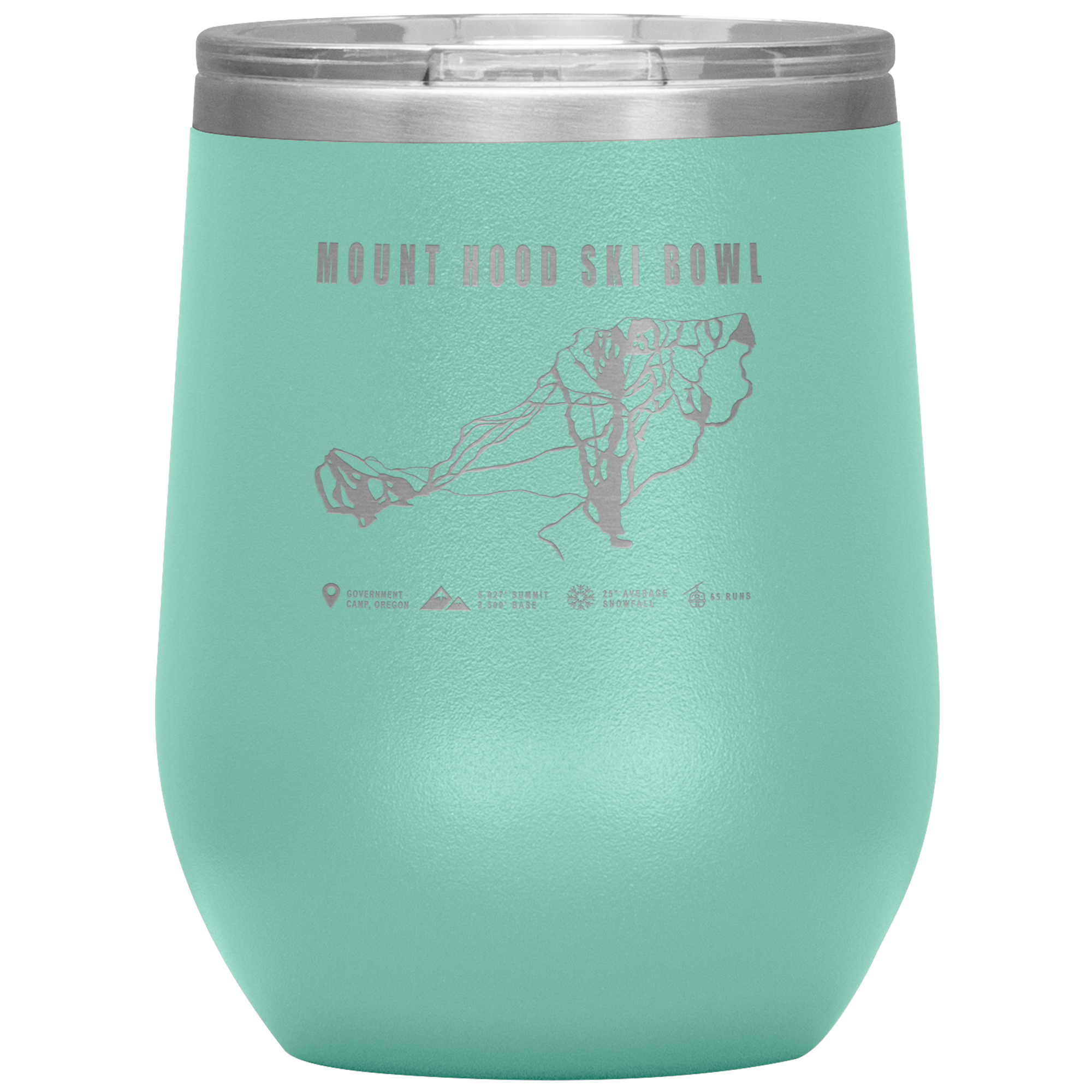 Mount Hood Ski Bowl, Oregon Ski Trail Map Wine 12oz Tumbler - Powderaddicts