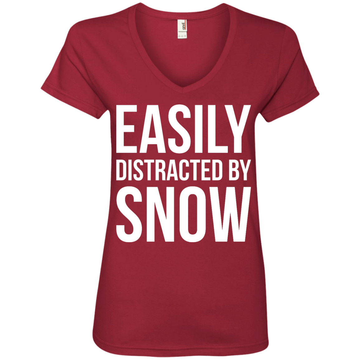 Easily Distracted By Snow Ladies Tees - Powderaddicts