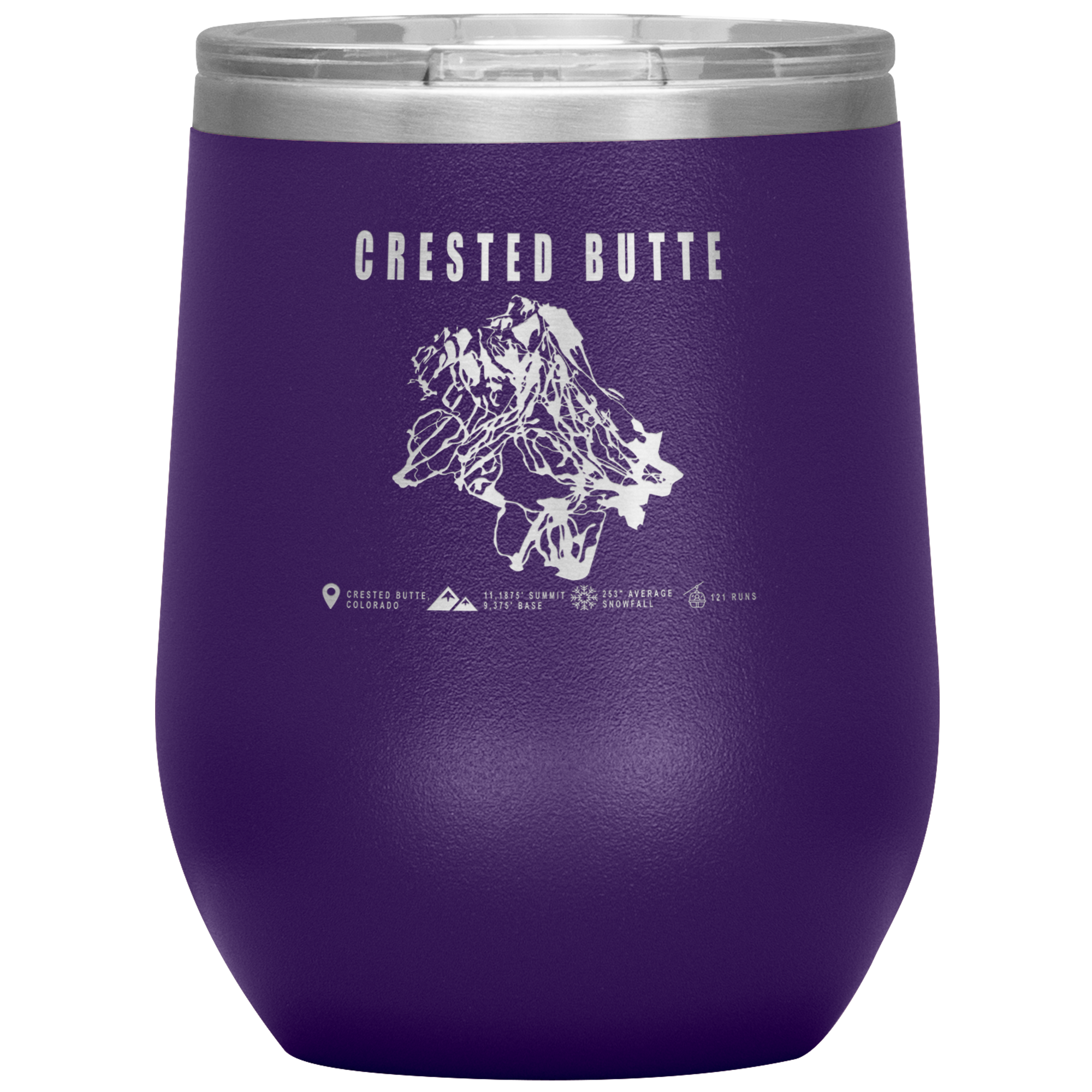 Crested Butte Colorado Ski Trail Map Wine 12oz Tumbler - Powderaddicts