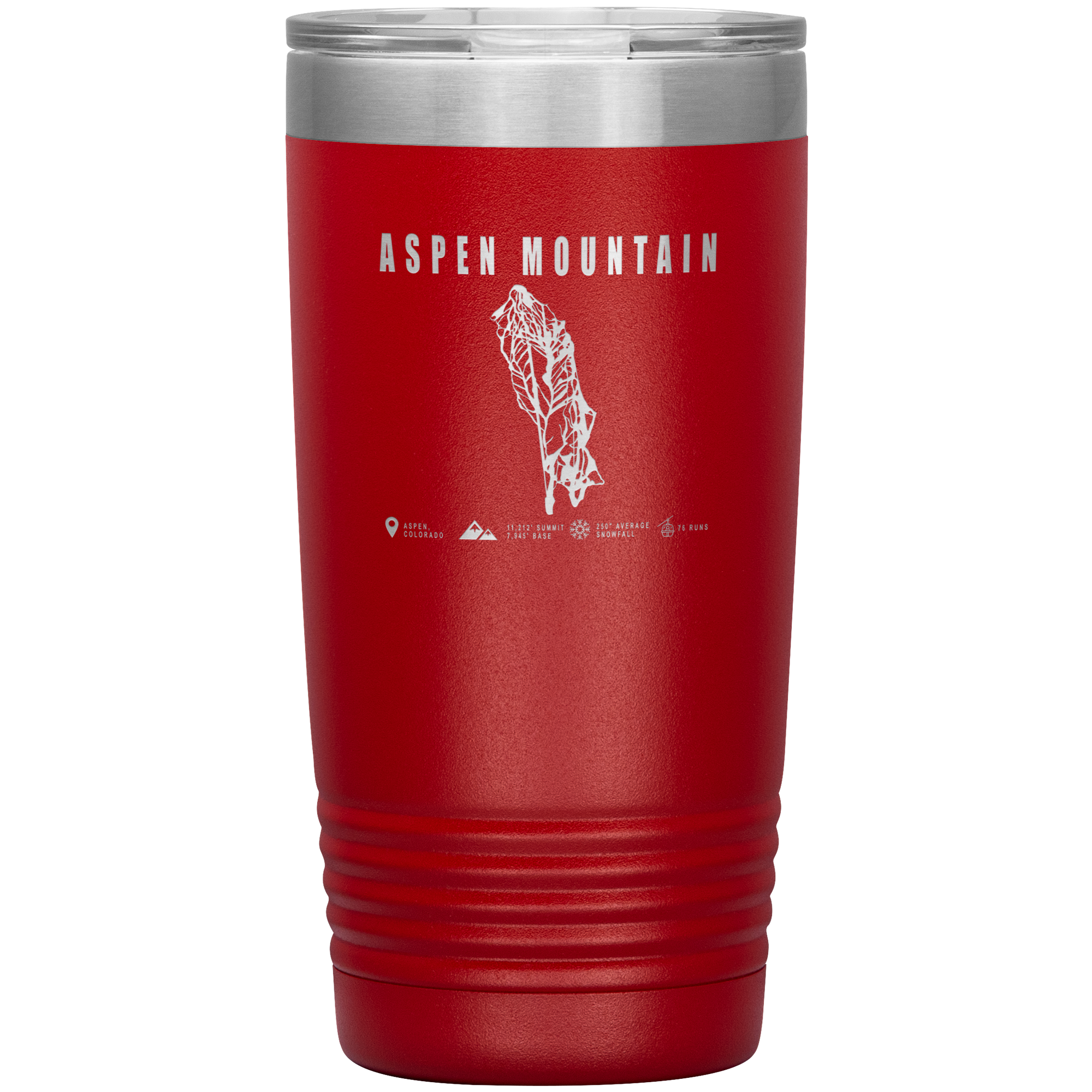 Aspen Mountain Colorado Ski Trail Map 20oz Tumbler - Powderaddicts