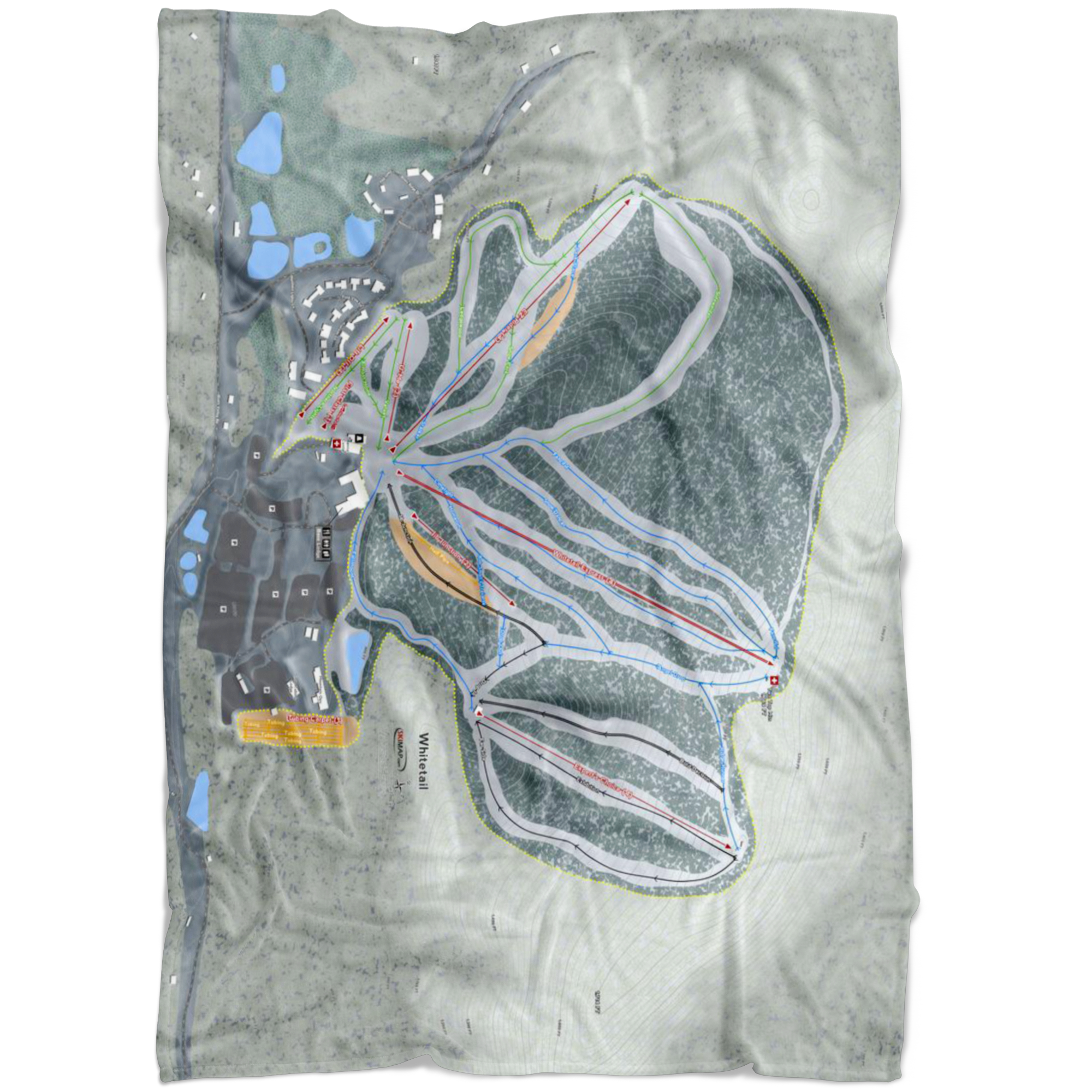 Whitetail, Pennsylvania Ski Trail Map Fleece Blanket - Powderaddicts