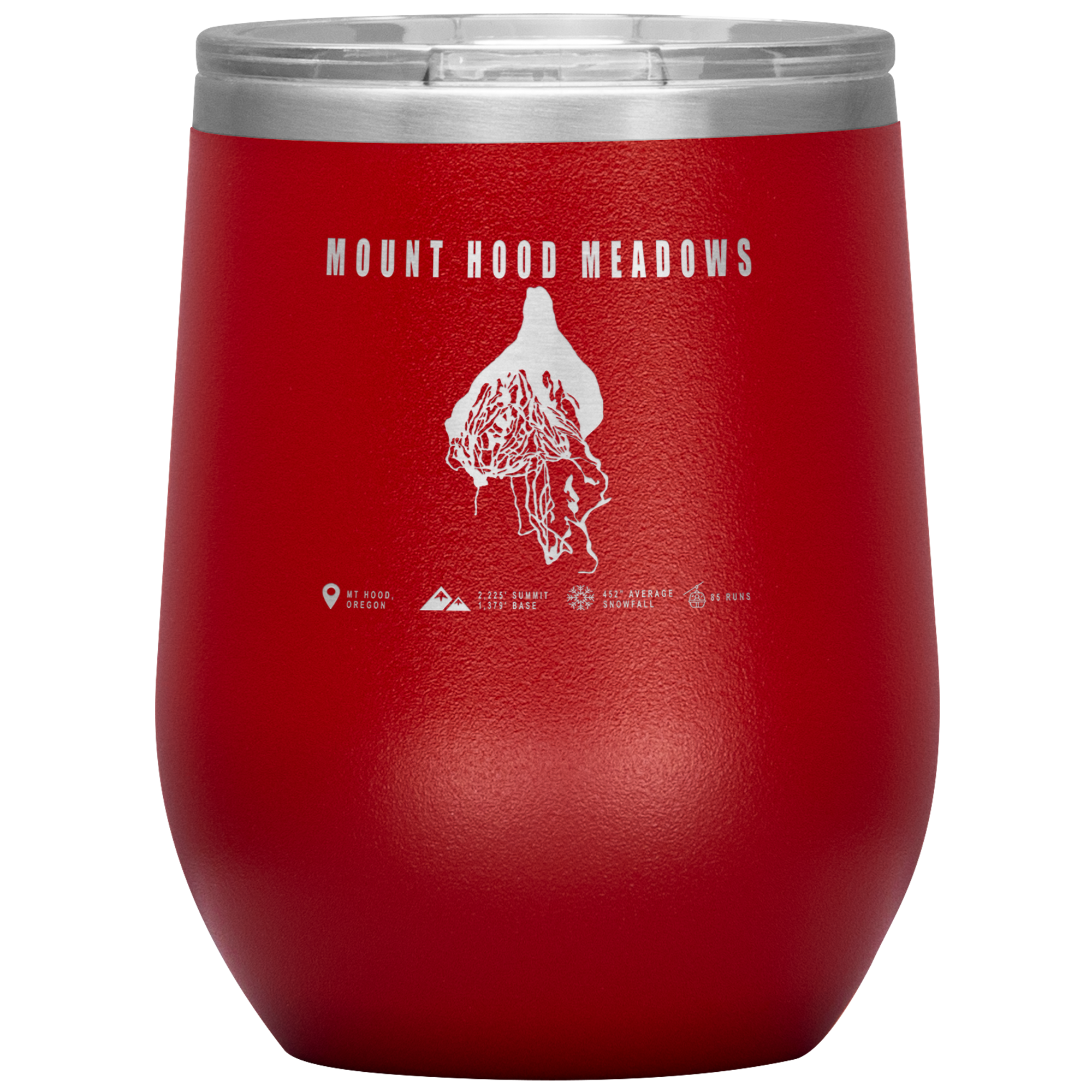 Mount Hood Meadows, Oregon Ski Trail Map Wine 12oz Tumbler - Powderaddicts