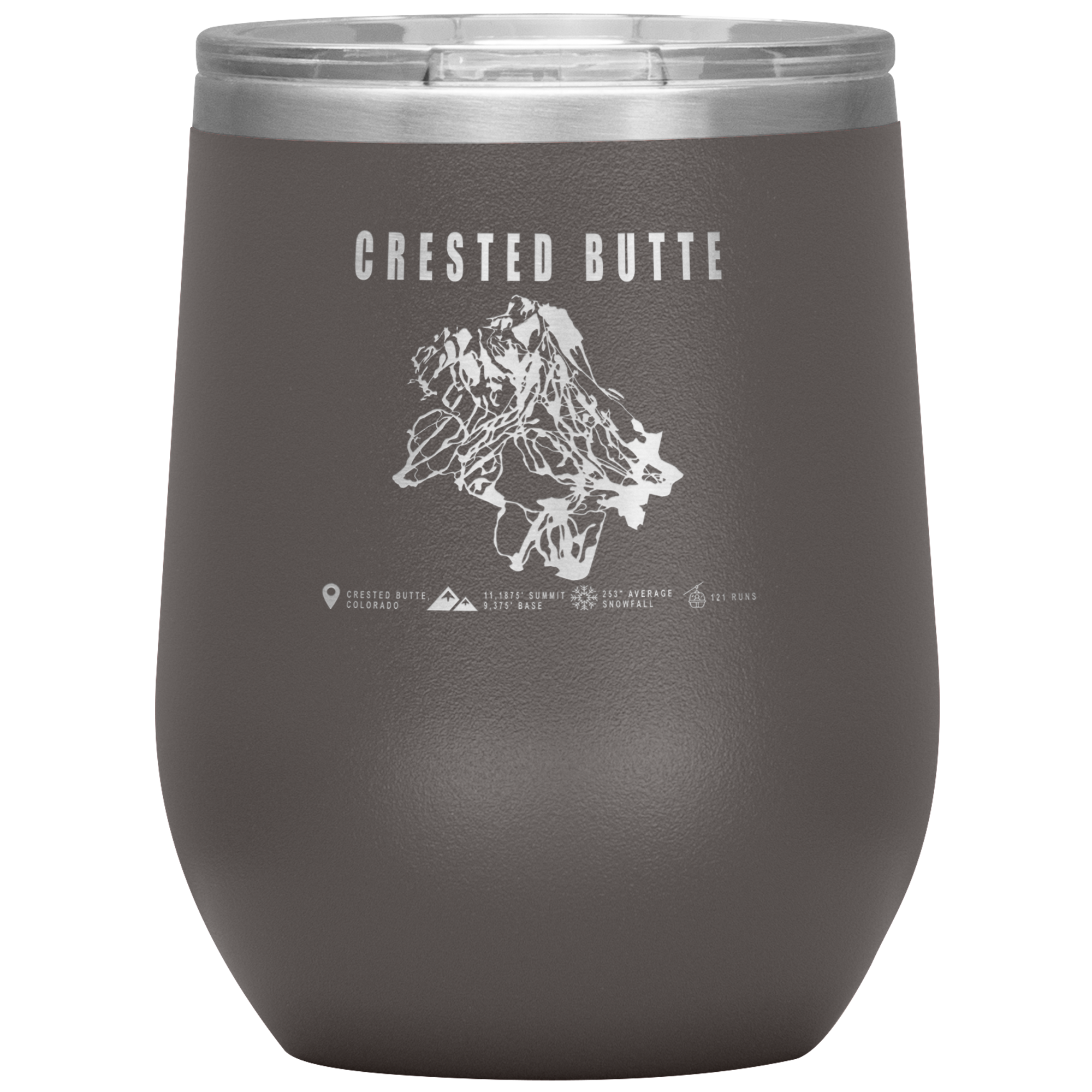 Crested Butte Colorado Ski Trail Map Wine 12oz Tumbler - Powderaddicts