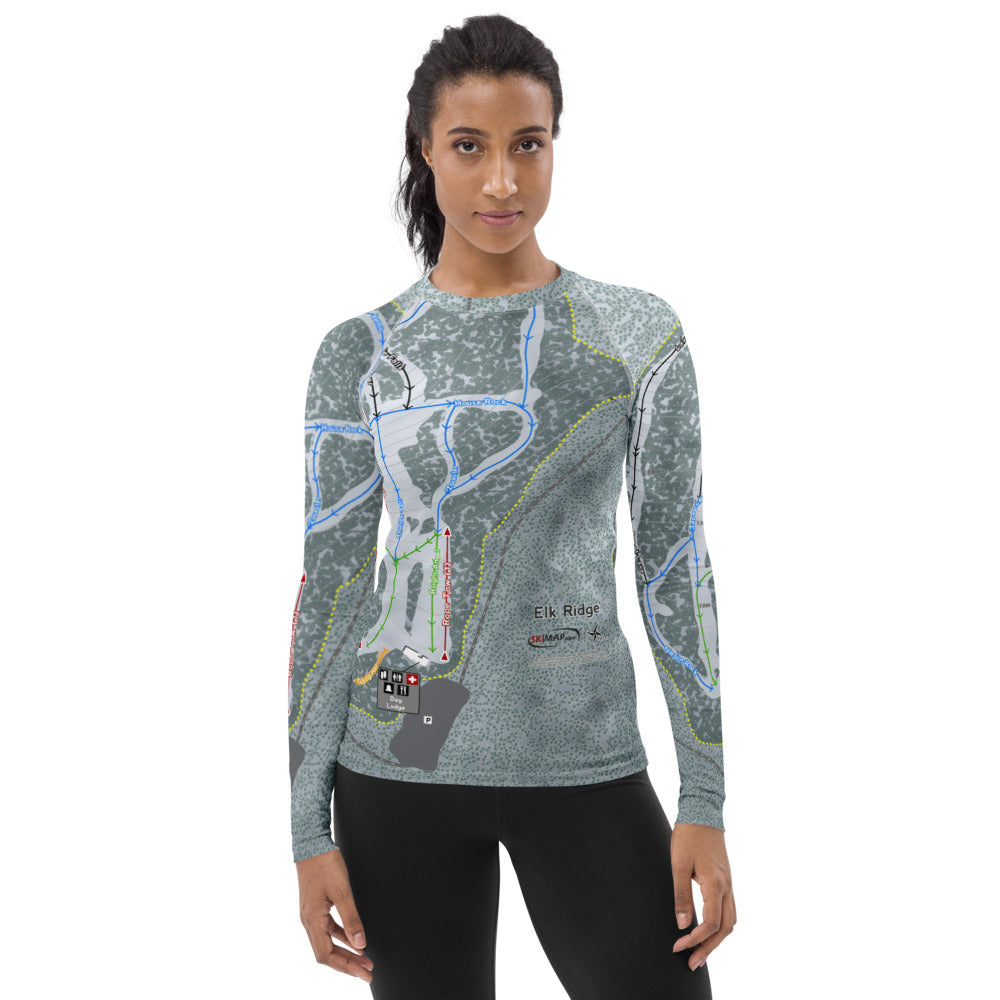 Elk Ridge, Arizona Ski Trail Map Women&#39;s Base Layer Top - Powderaddicts