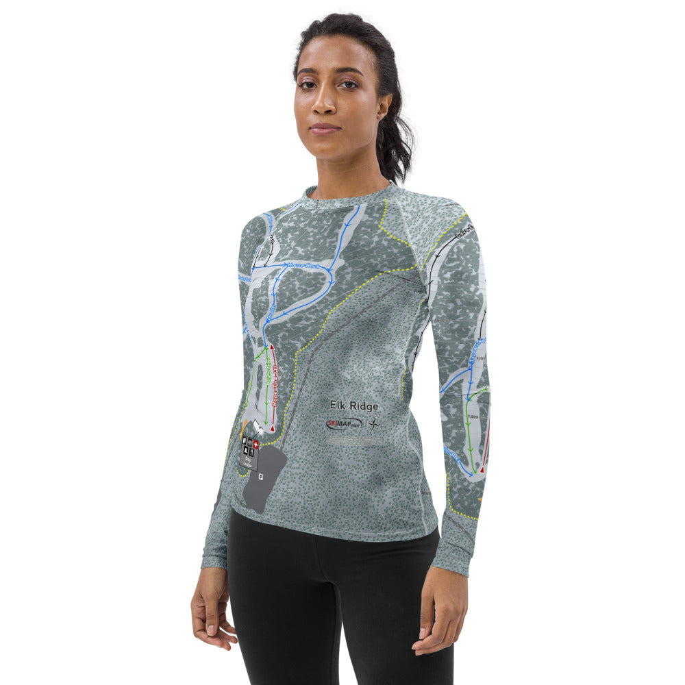 Elk Ridge, Arizona Ski Trail Map Women's Base Layer Top - Powderaddicts