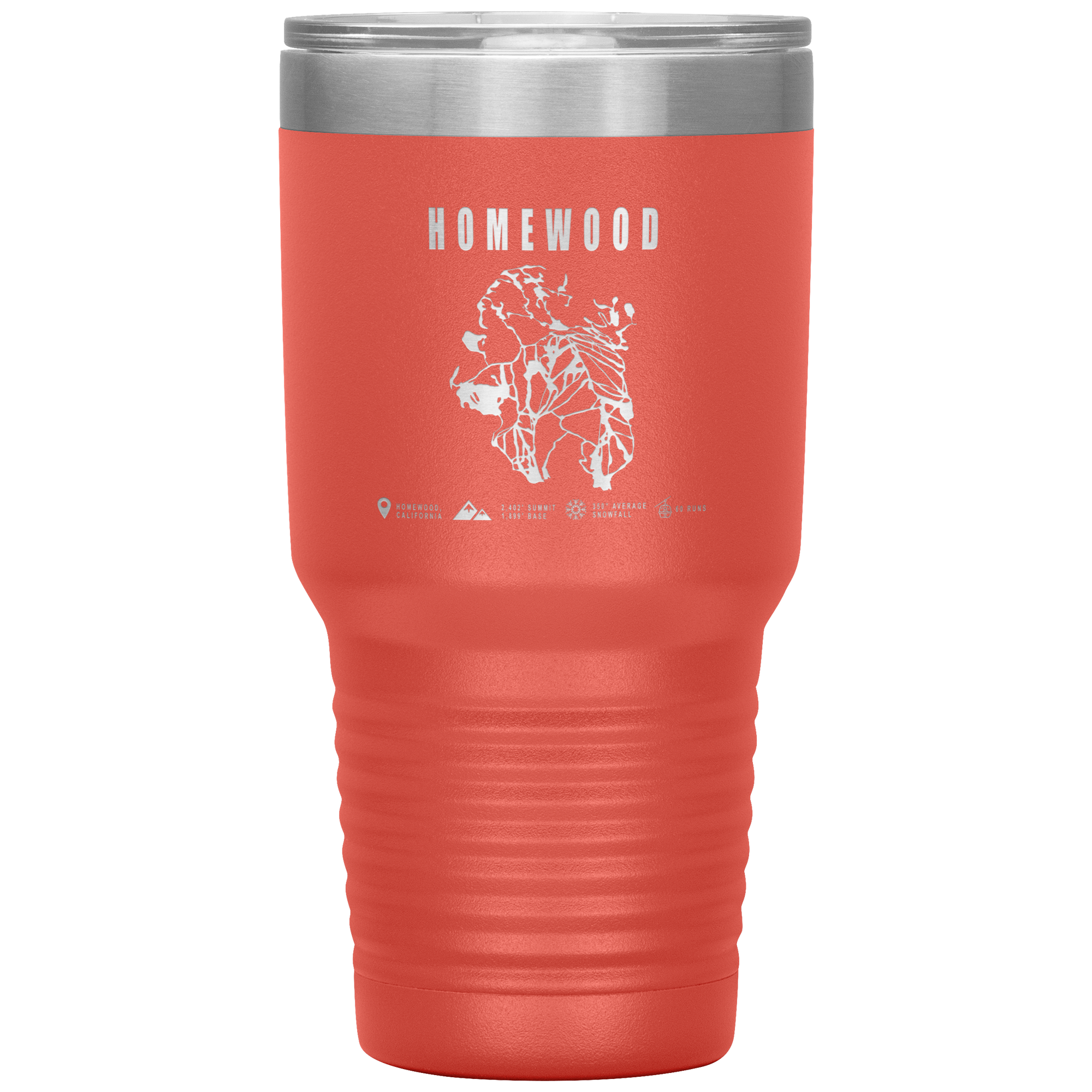 Homewood, California Ski Trail Map 30oz Tumbler - Powderaddicts