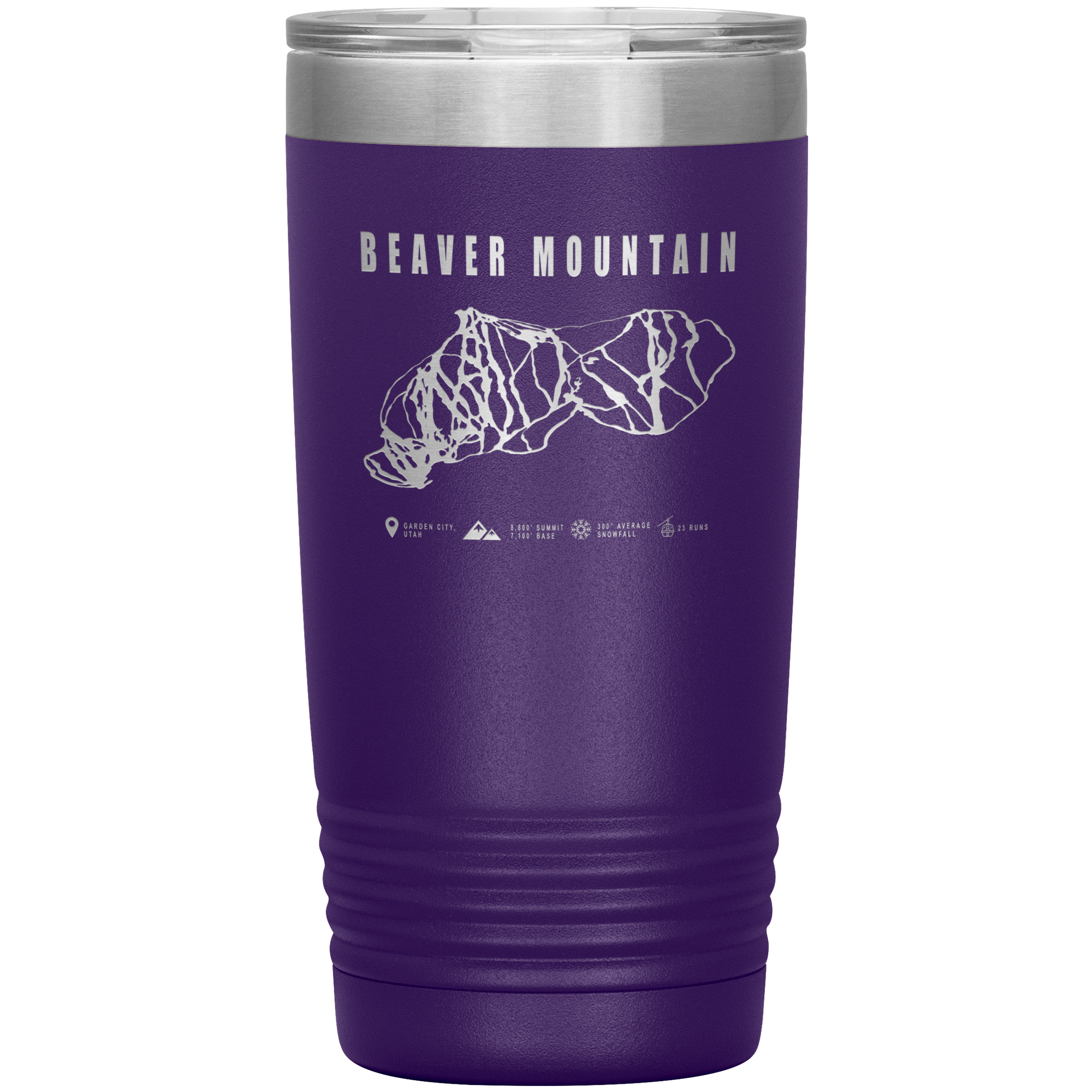 Beaver Mountain,Utah Ski Trail Map 20oz Tumbler - Powderaddicts