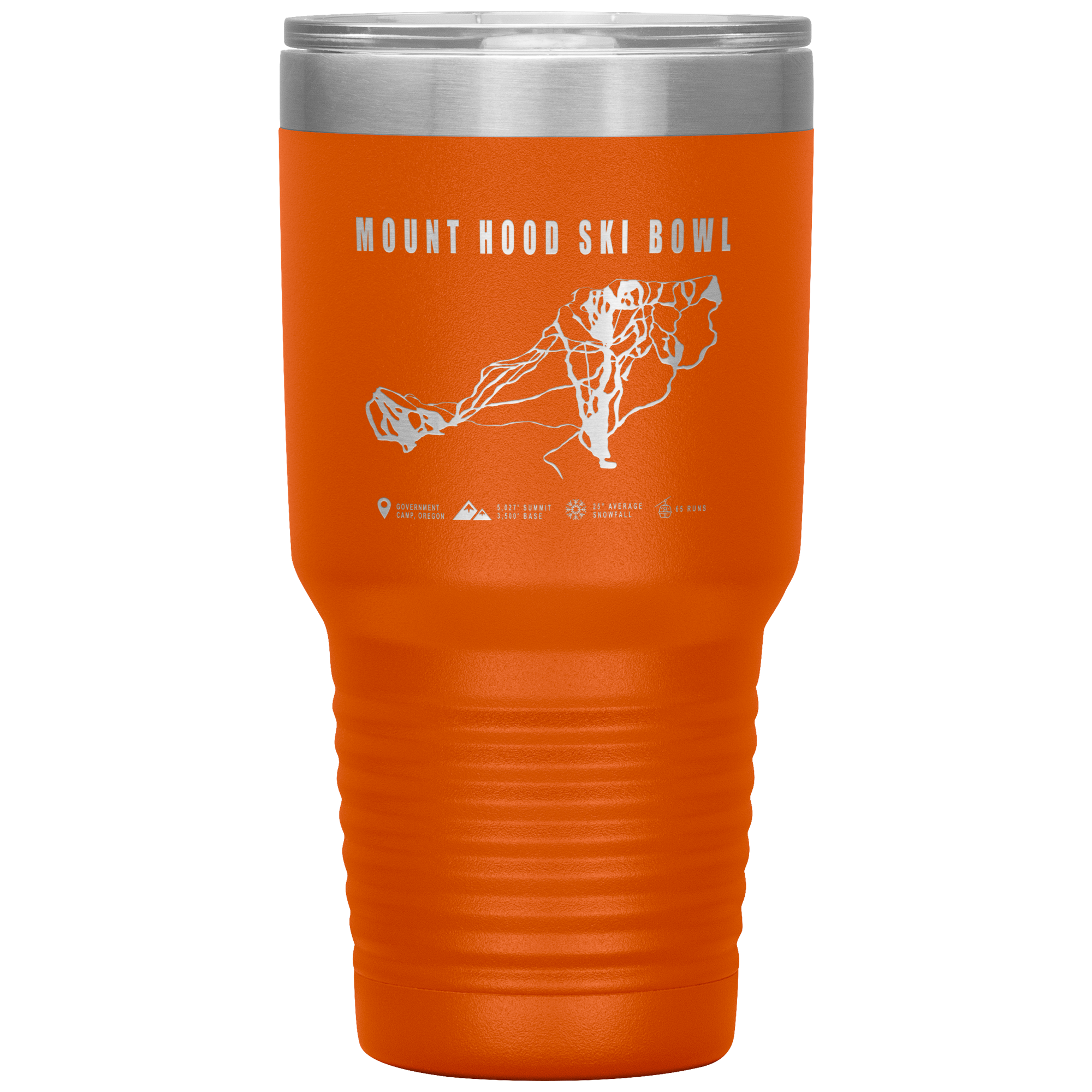 Mount Hood Ski Bowl, Oregon Ski Trail Map 30oz Tumbler - Powderaddicts