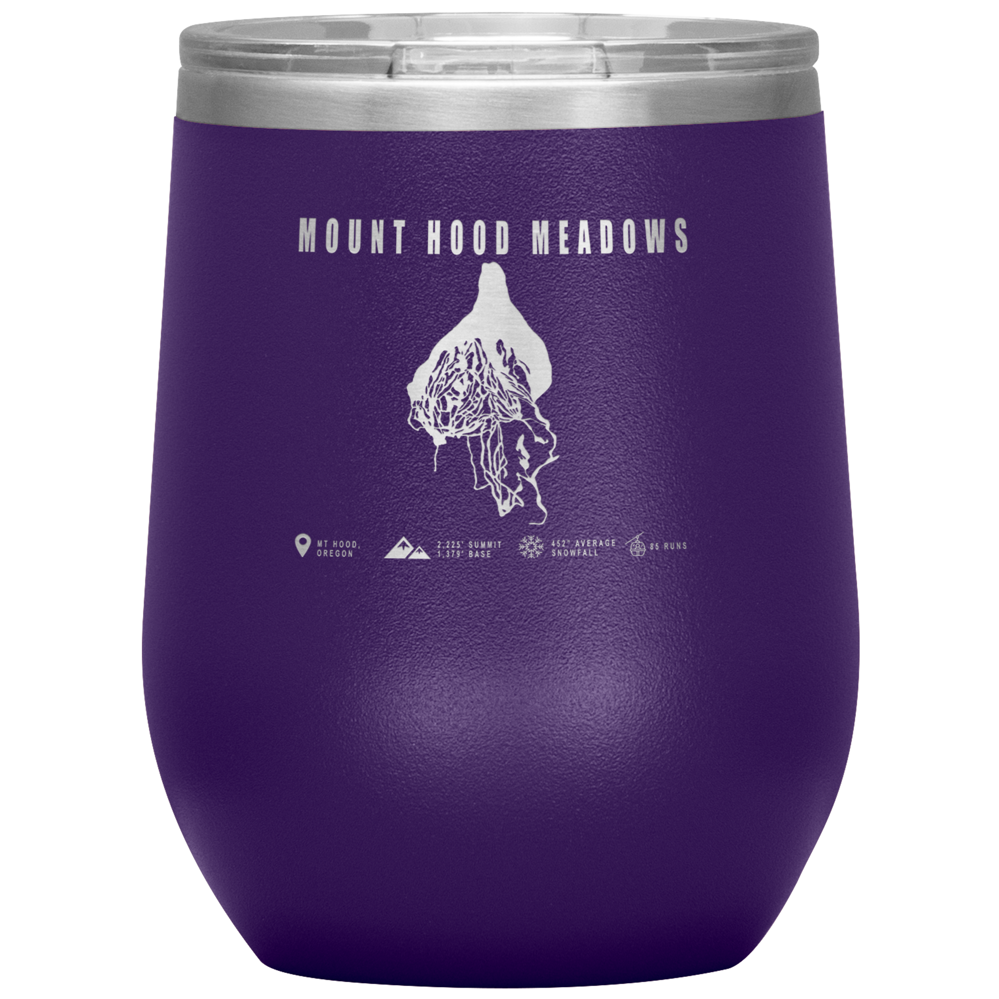 Mount Hood Meadows, Oregon Ski Trail Map Wine 12oz Tumbler - Powderaddicts