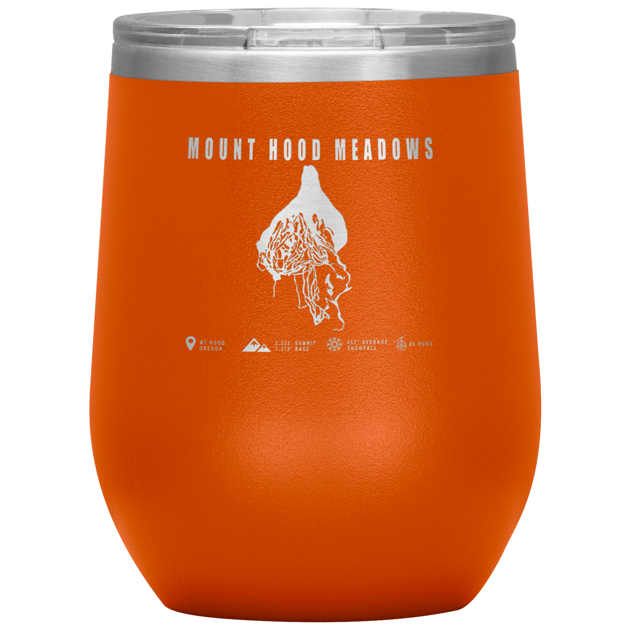 Mount Hood Meadows, Oregon Ski Trail Map Wine 12oz Tumbler - Powderaddicts