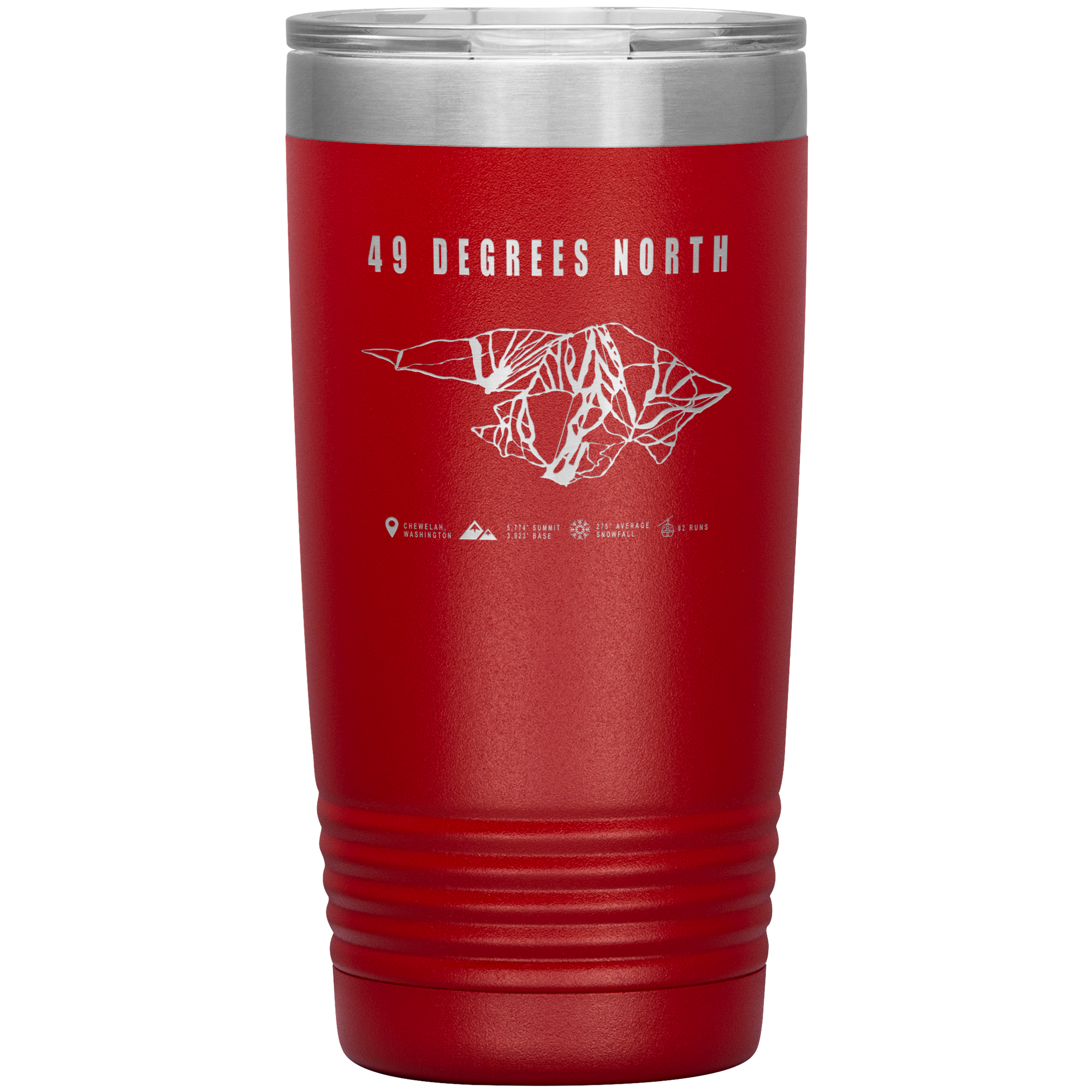 49 Degrees North, Washington Ski Trail Map 20oz Tumbler - Powderaddicts