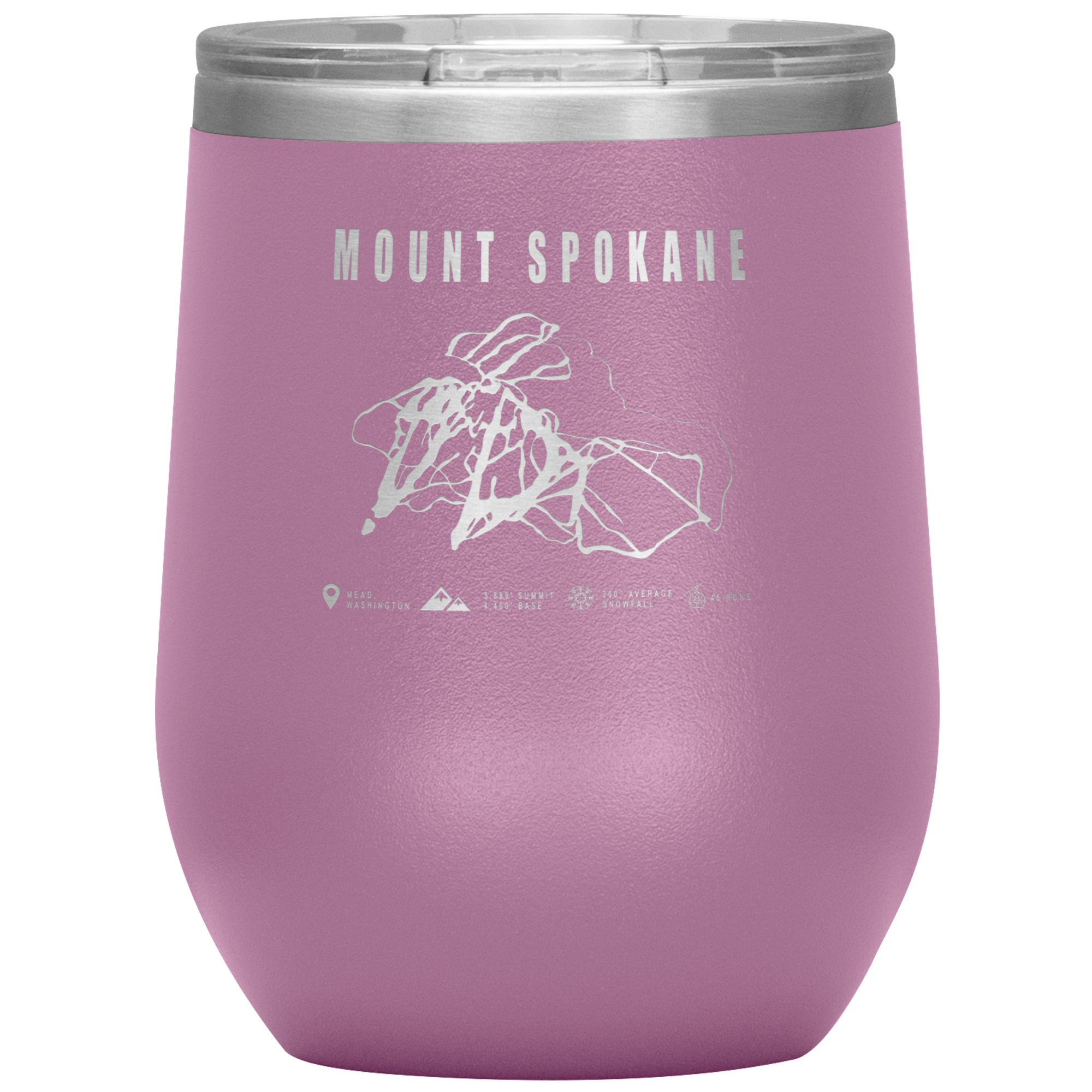 Mount Spokane, Washington Ski Trail Map Wine 12oz Tumbler - Powderaddicts