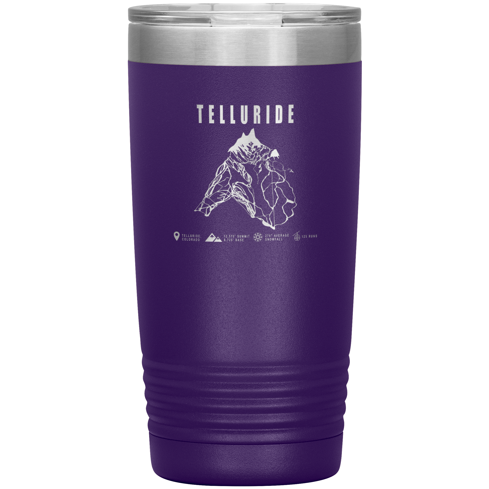 Telluride Colorado Ski Trail Map 20oz Tumbler - Powderaddicts