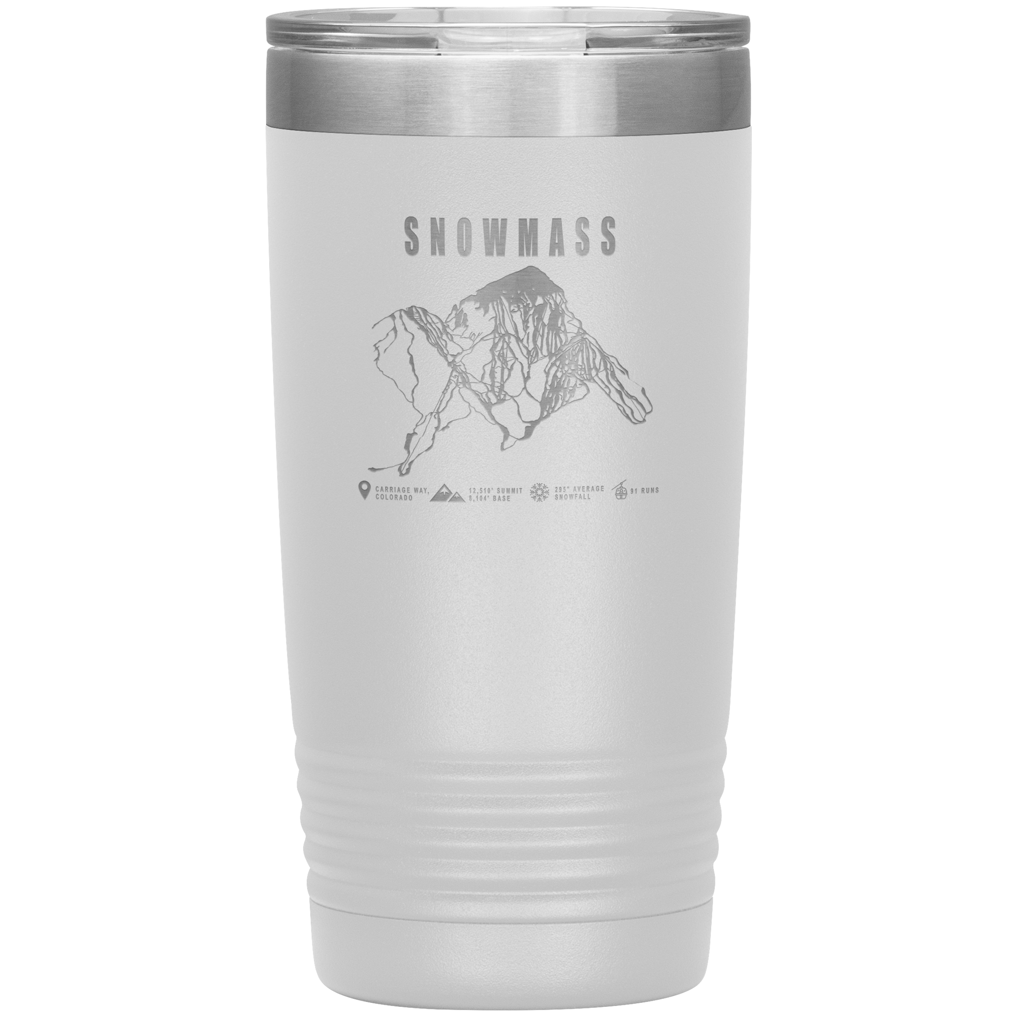 Snowmass Colorado Ski Trail Map 20oz Tumbler - Powderaddicts