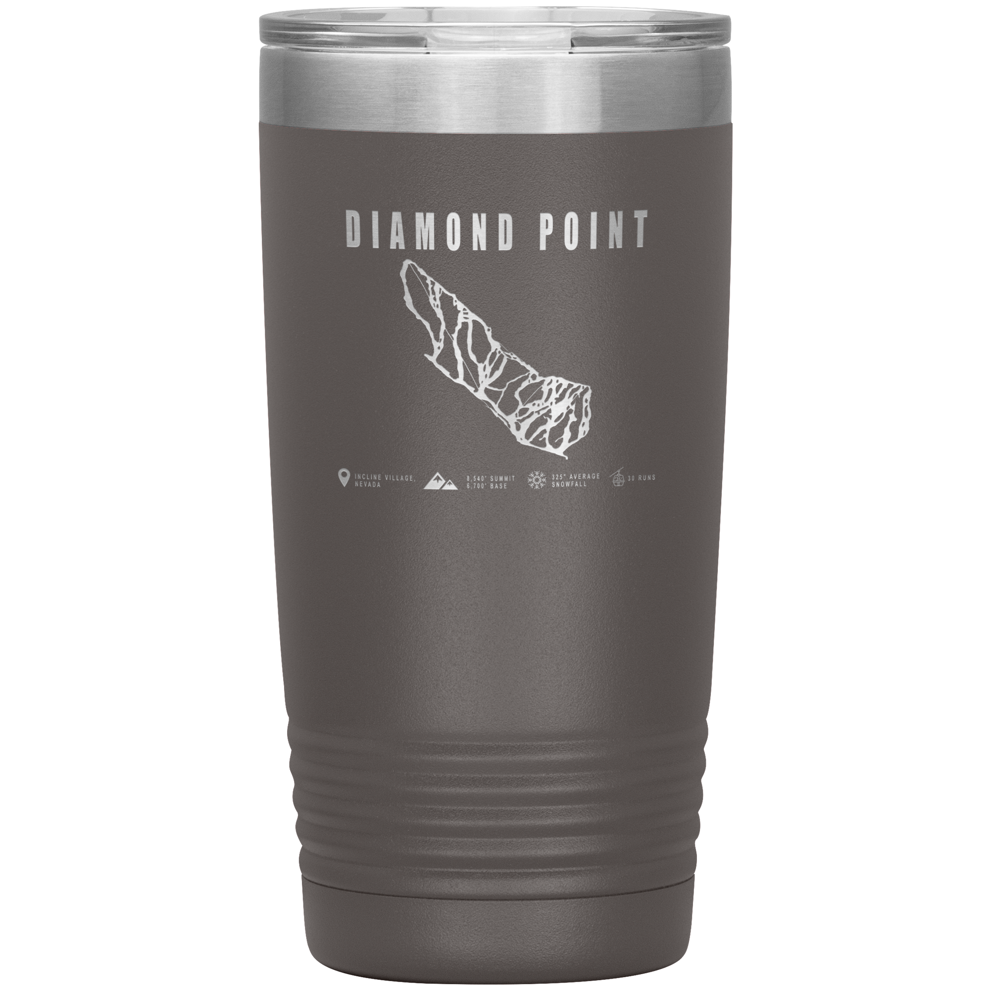 Diamond Point, Nevada Ski Trail Map 20oz Tumbler - Powderaddicts