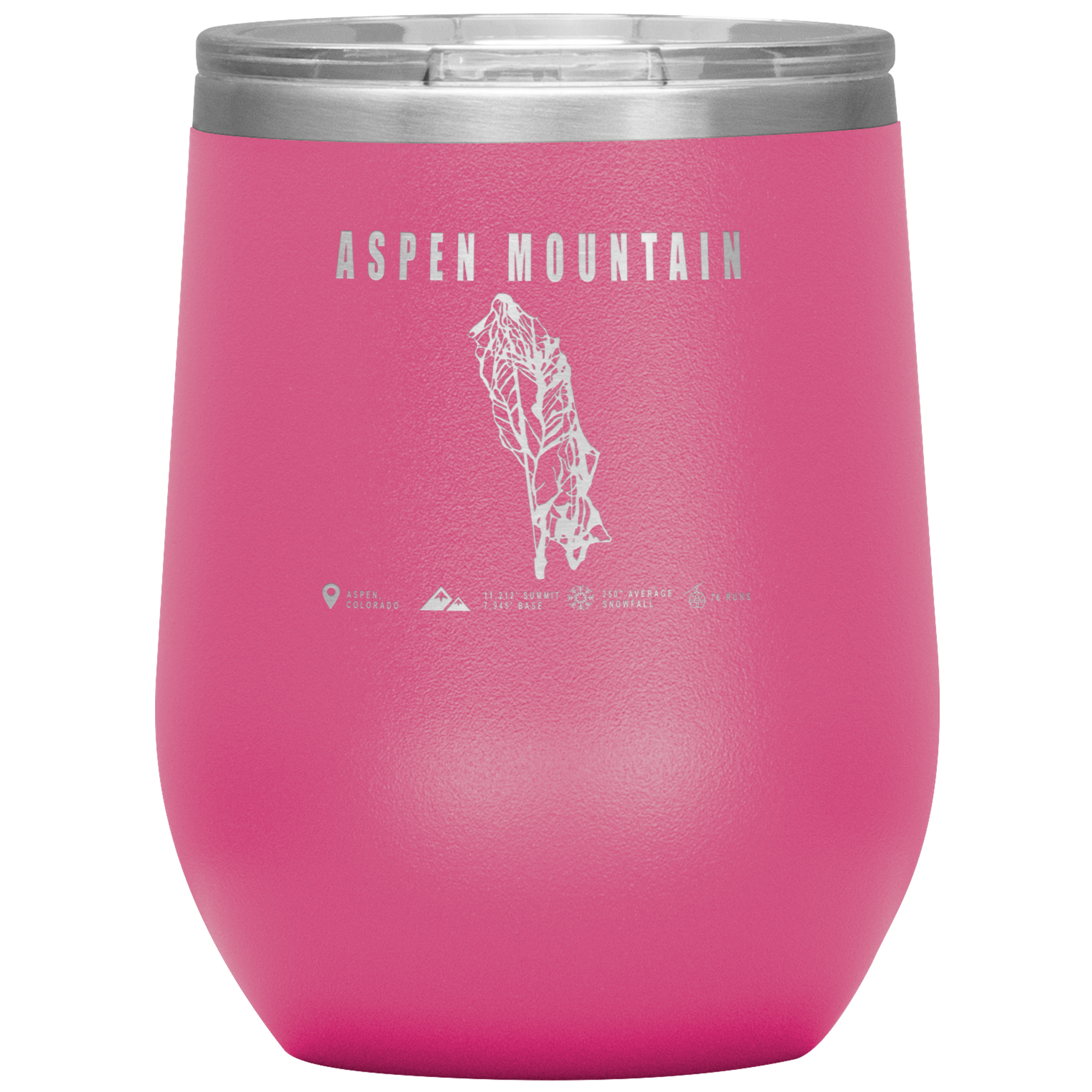 Aspen Mountain Colorado Ski Trail Map Wine 12oz Tumbler - Powderaddicts