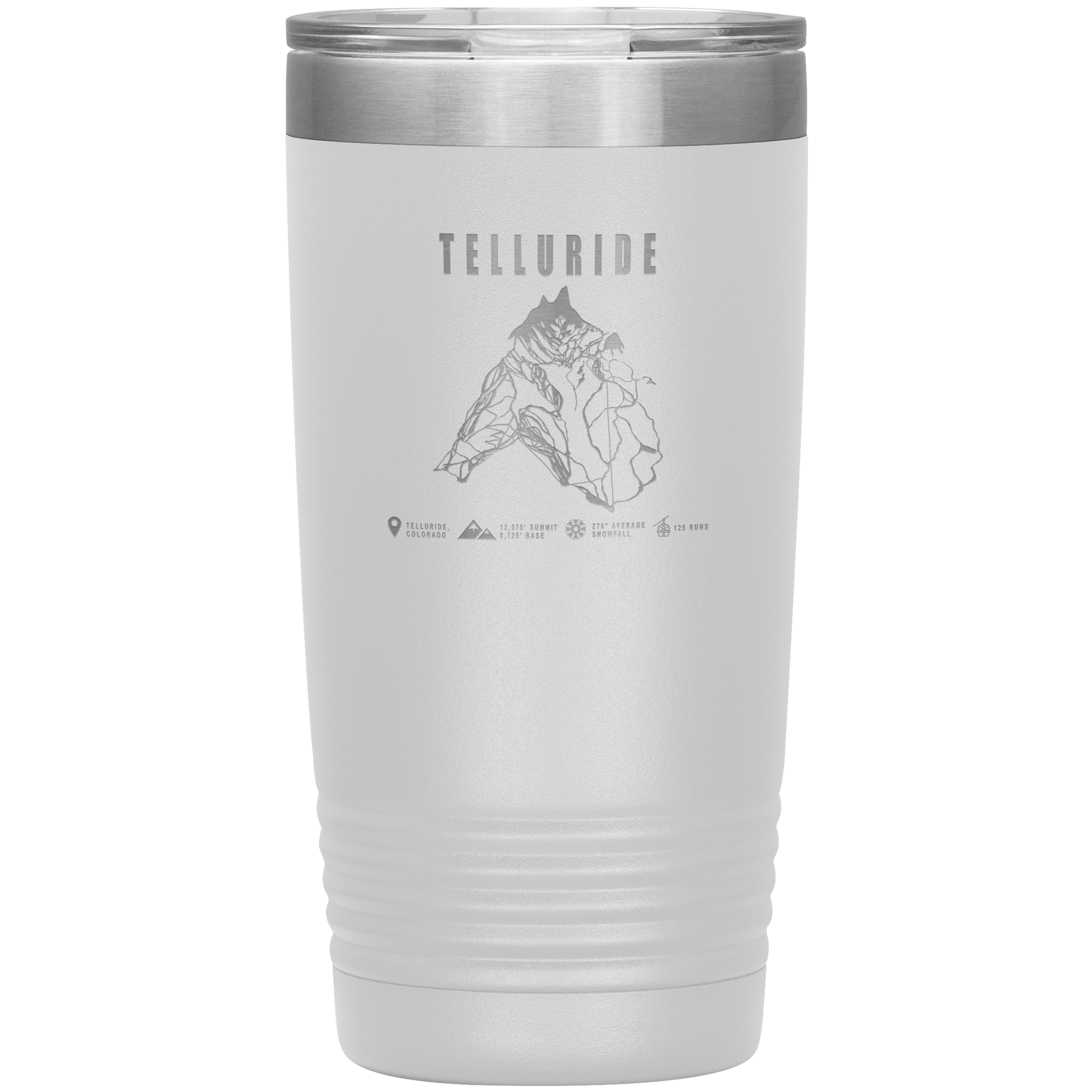 Telluride Colorado Ski Trail Map 20oz Tumbler - Powderaddicts