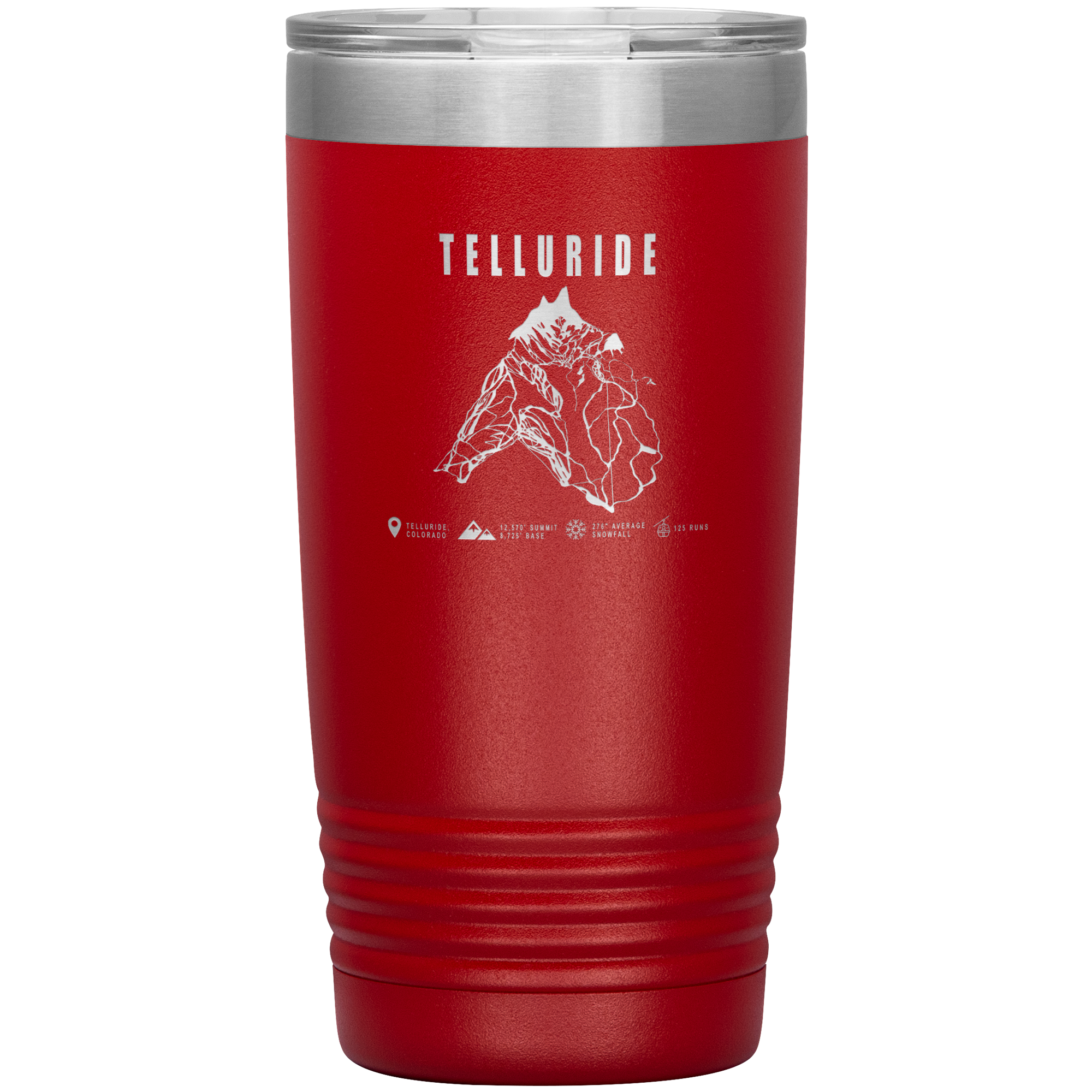 Telluride Colorado Ski Trail Map 20oz Tumbler - Powderaddicts