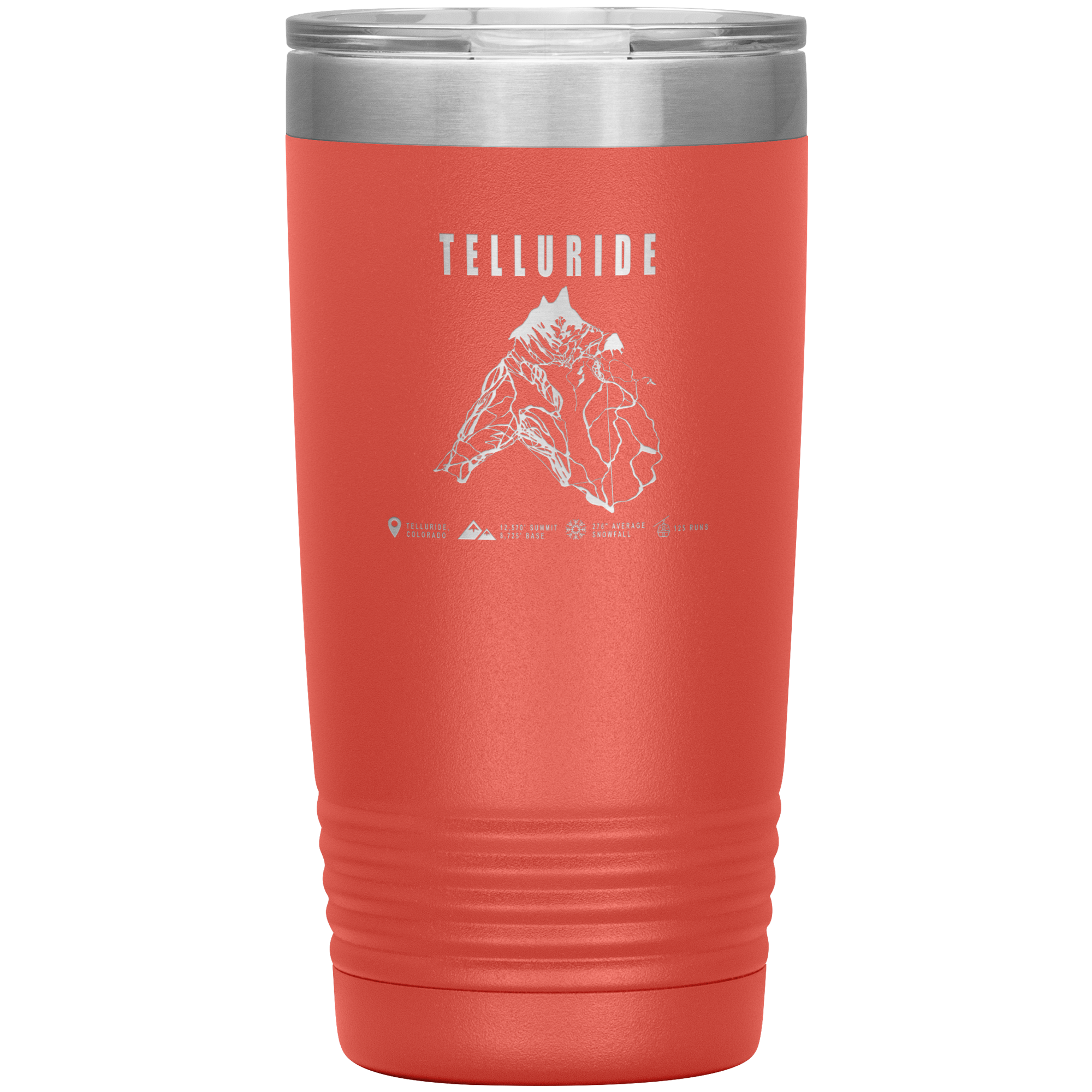 Telluride Colorado Ski Trail Map 20oz Tumbler - Powderaddicts