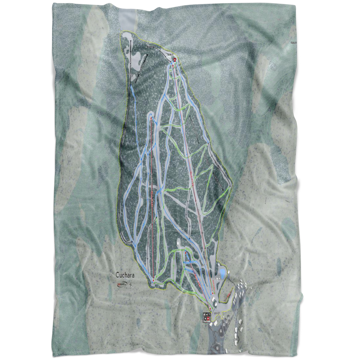 Cuchara, Colorado Ski Trail Map Fleece Blanket - Powderaddicts