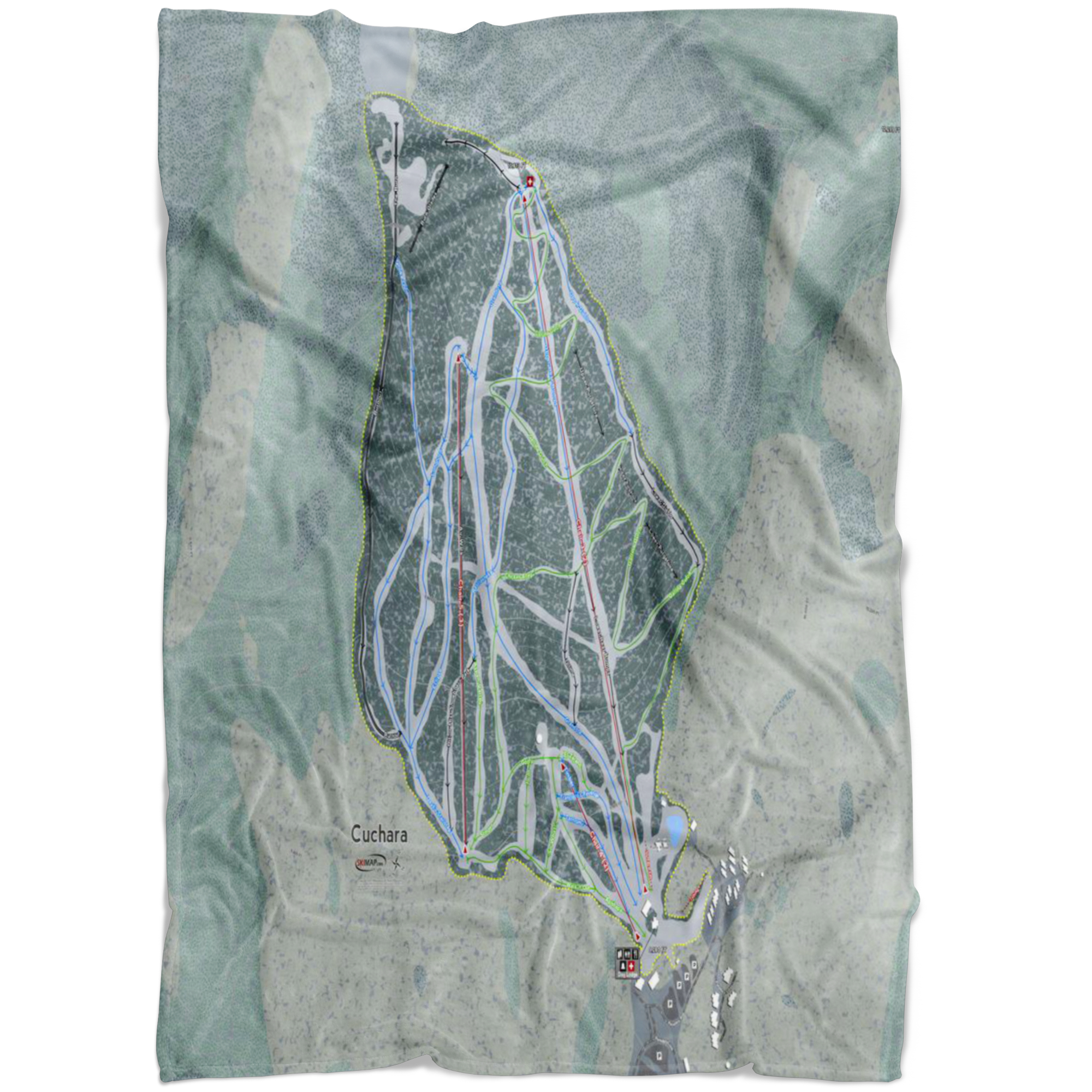 Cuchara, Colorado Ski Trail Map Fleece Blanket - Powderaddicts