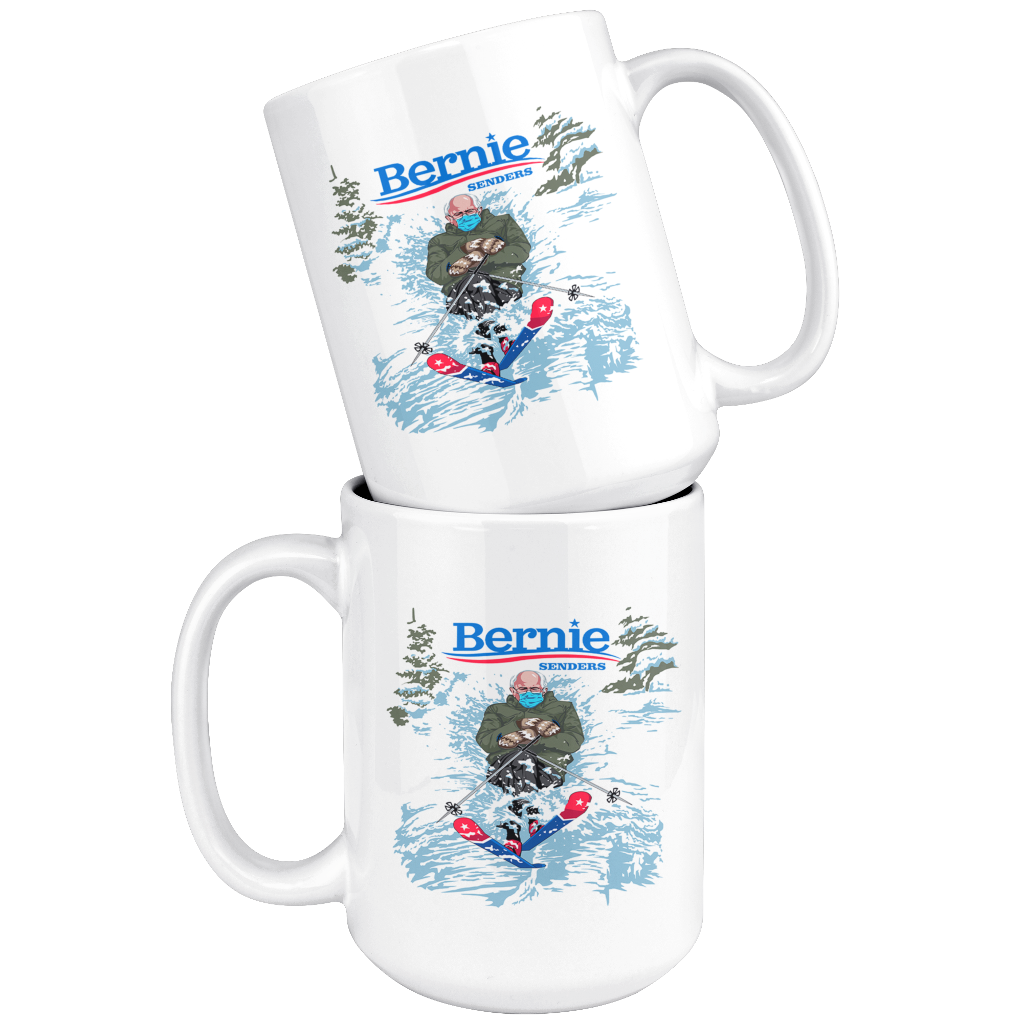 Bernie Senders Skiing 15oz Mug - Powderaddicts