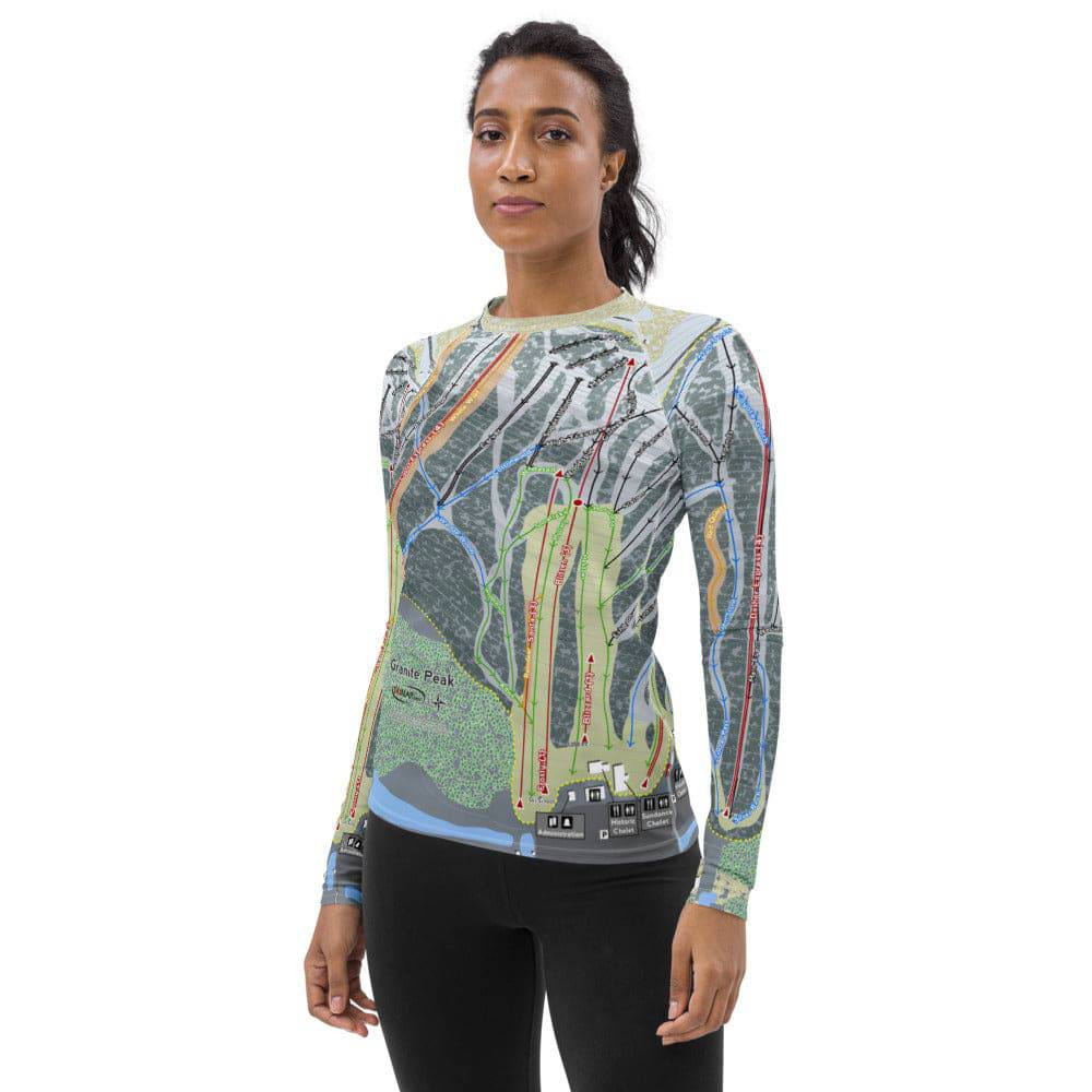 Granite Peak, Wisconsin Ski Trail Map Women's Base Layer Top - Powderaddicts