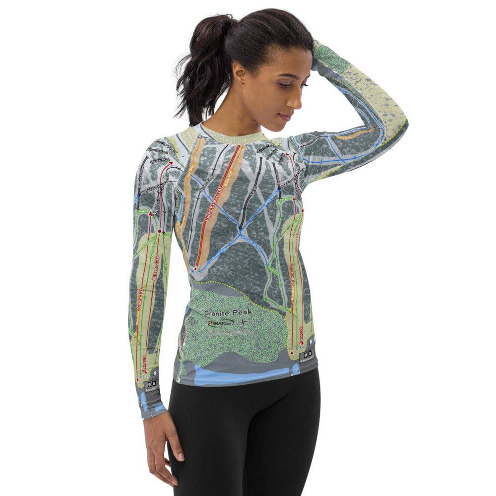 Granite Peak, Wisconsin Ski Trail Map Women's Base Layer Top - Powderaddicts