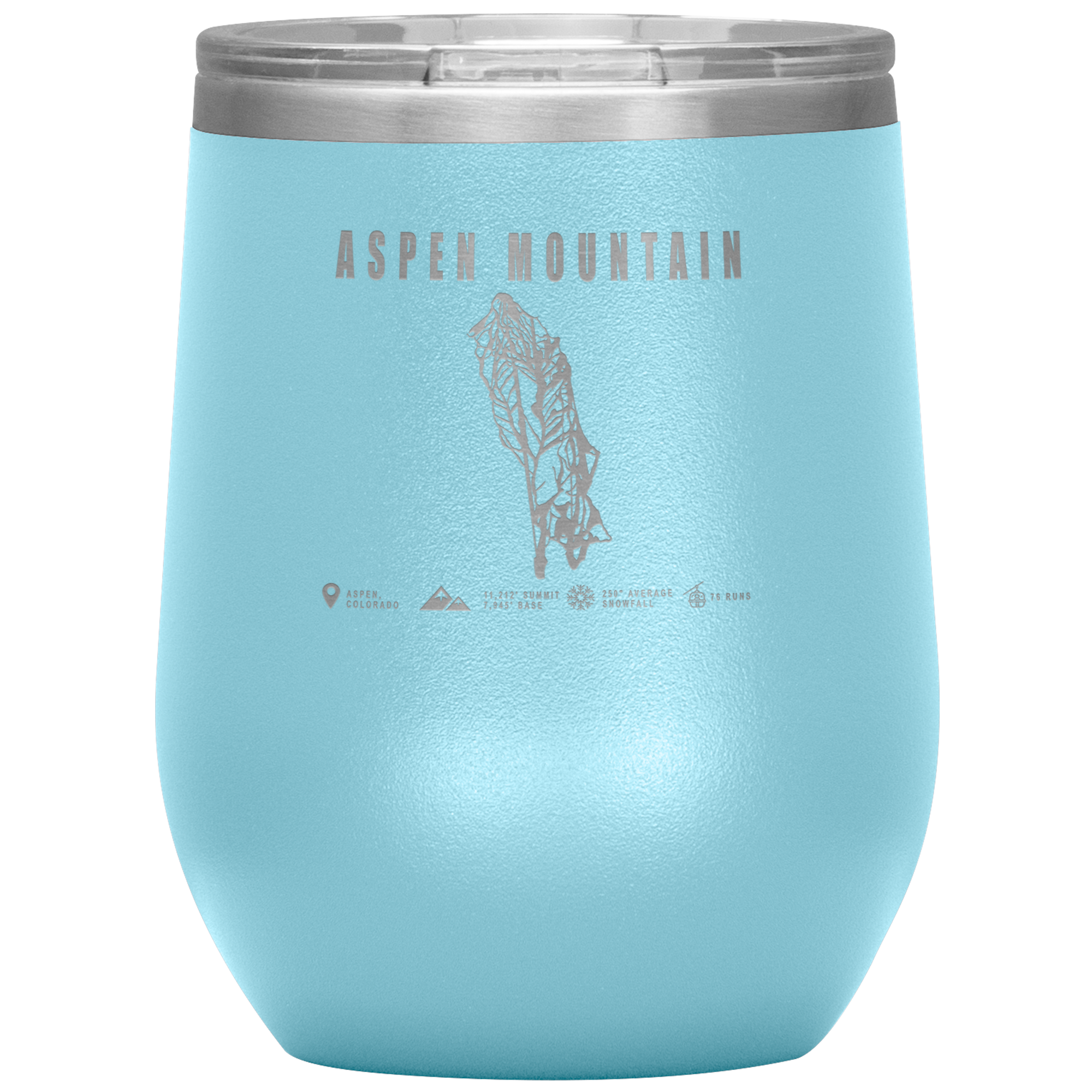 Aspen Mountain Colorado Ski Trail Map Wine 12oz Tumbler - Powderaddicts