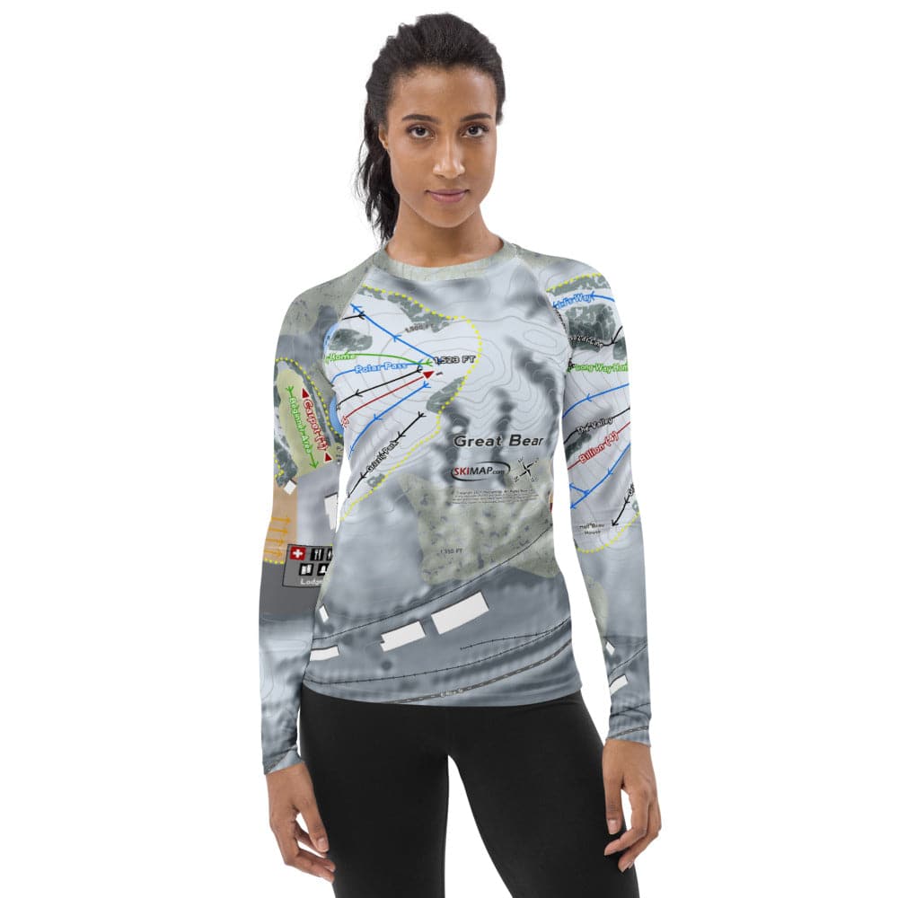 Great Bear, South Dakota Ski Trail Map Women&#39;s Base Layer Top - Powderaddicts