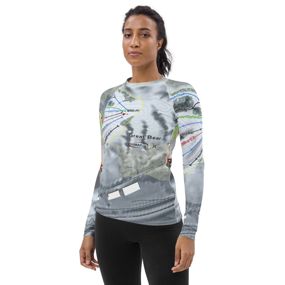 Great Bear, South Dakota Ski Trail Map Women's Base Layer Top - Powderaddicts