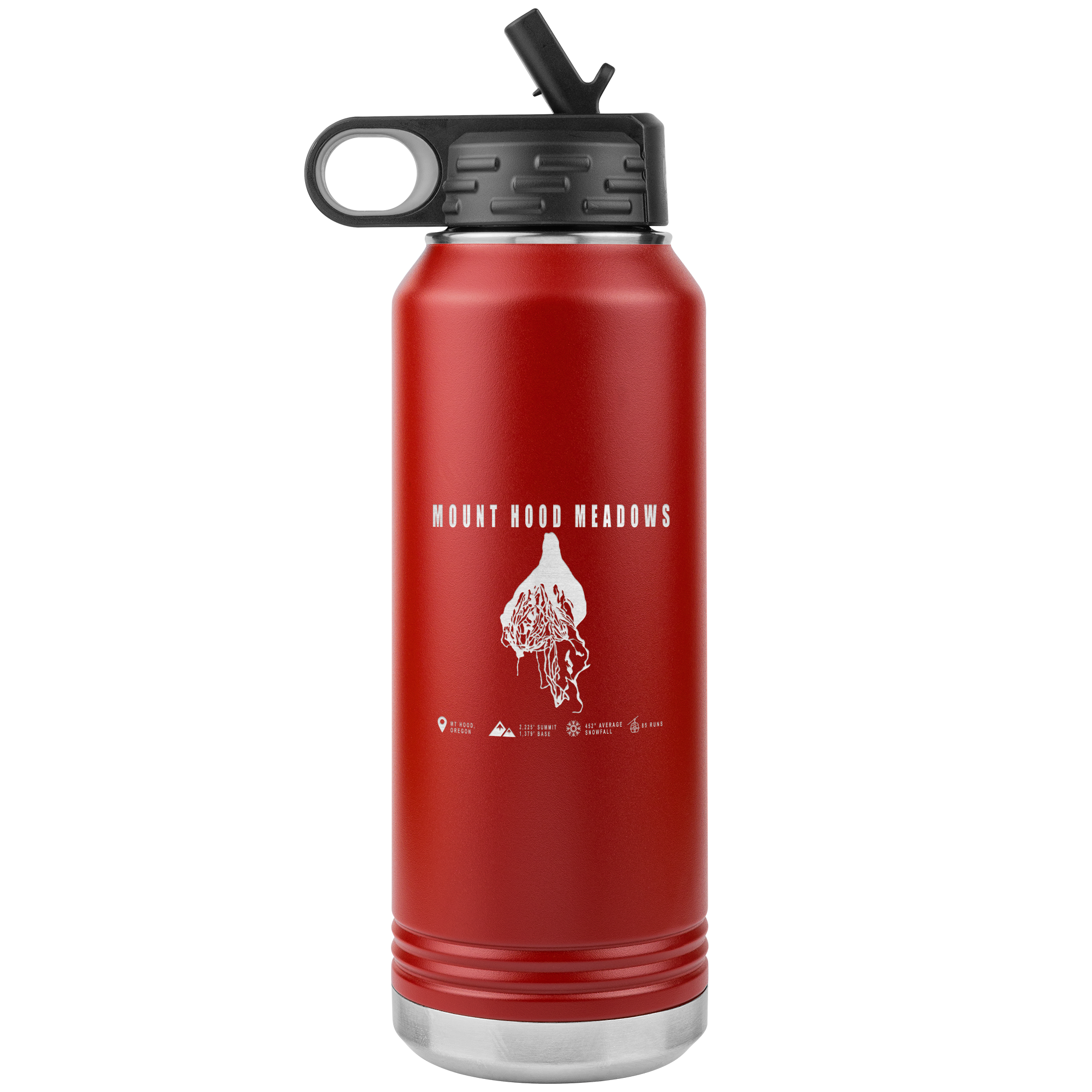 Mount Hood Meadows, Oregon Ski Trail Map 32oz Water Bottle Tumbler - Powderaddicts