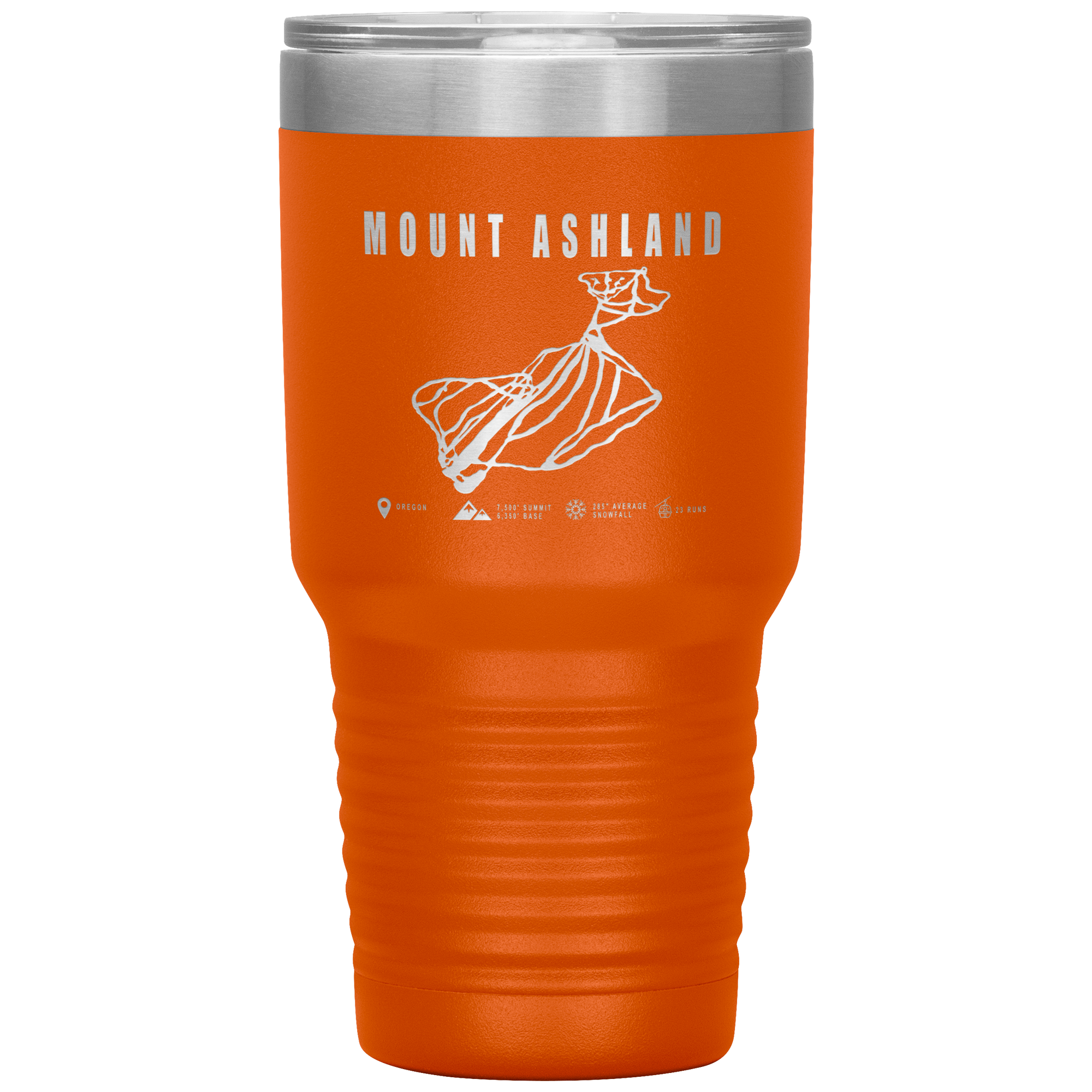 Mount Ashland, Oregon Ski Trail Map 30oz Tumbler - Powderaddicts