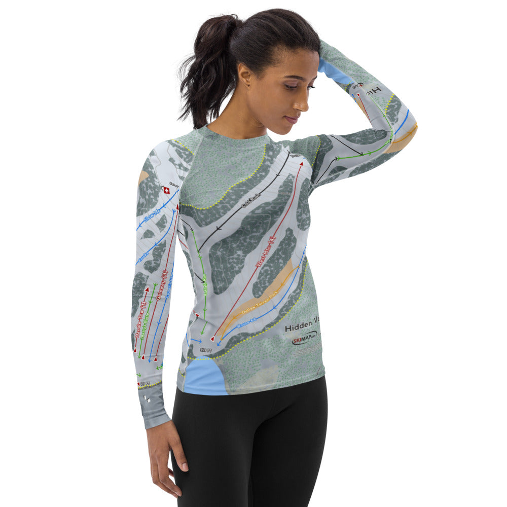 Hidden Valley, Pennsylvania Ski Trail Map Women's Base Layer Top - Powderaddicts