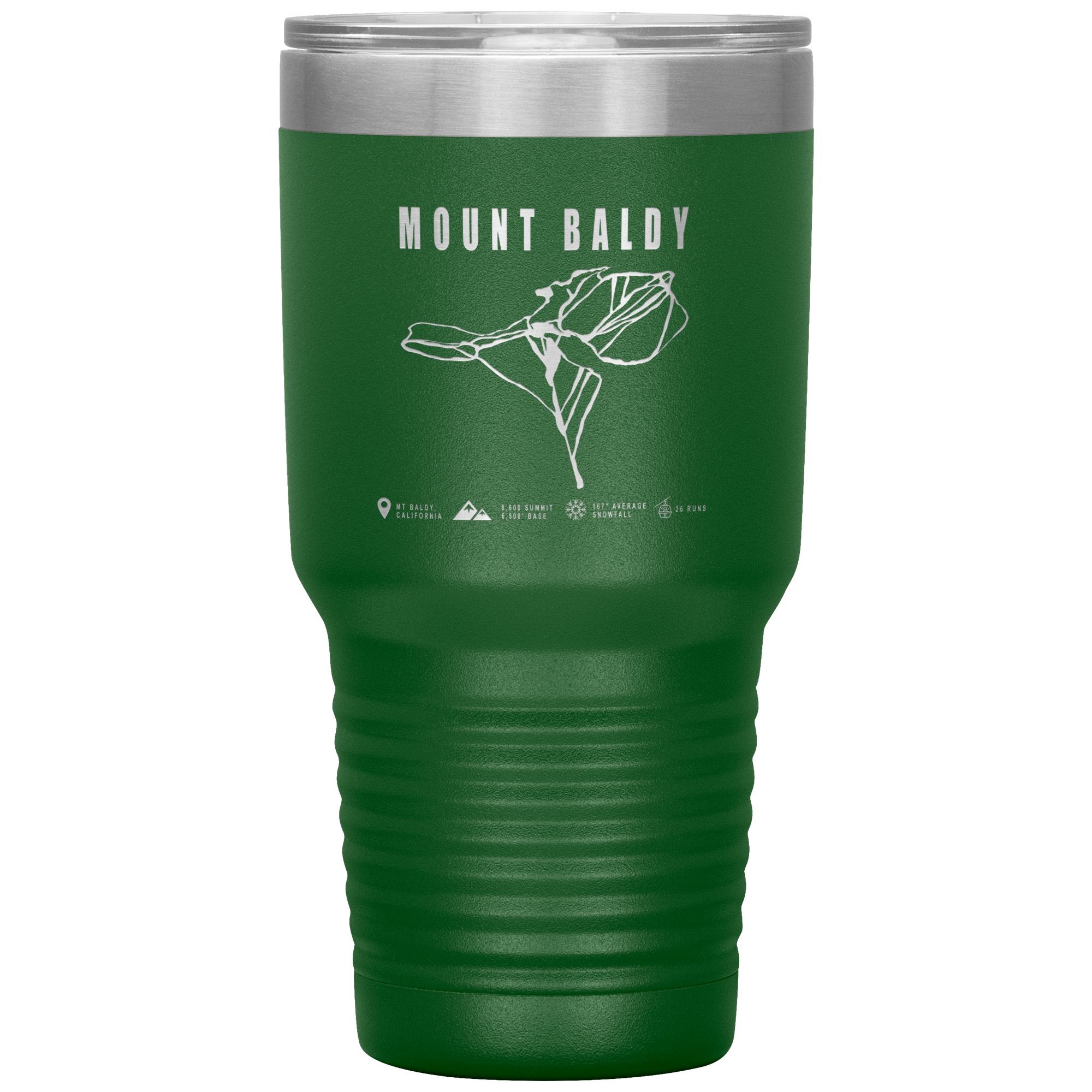 Mount Baldy, California Ski Trail Map 30oz Tumbler - Powderaddicts