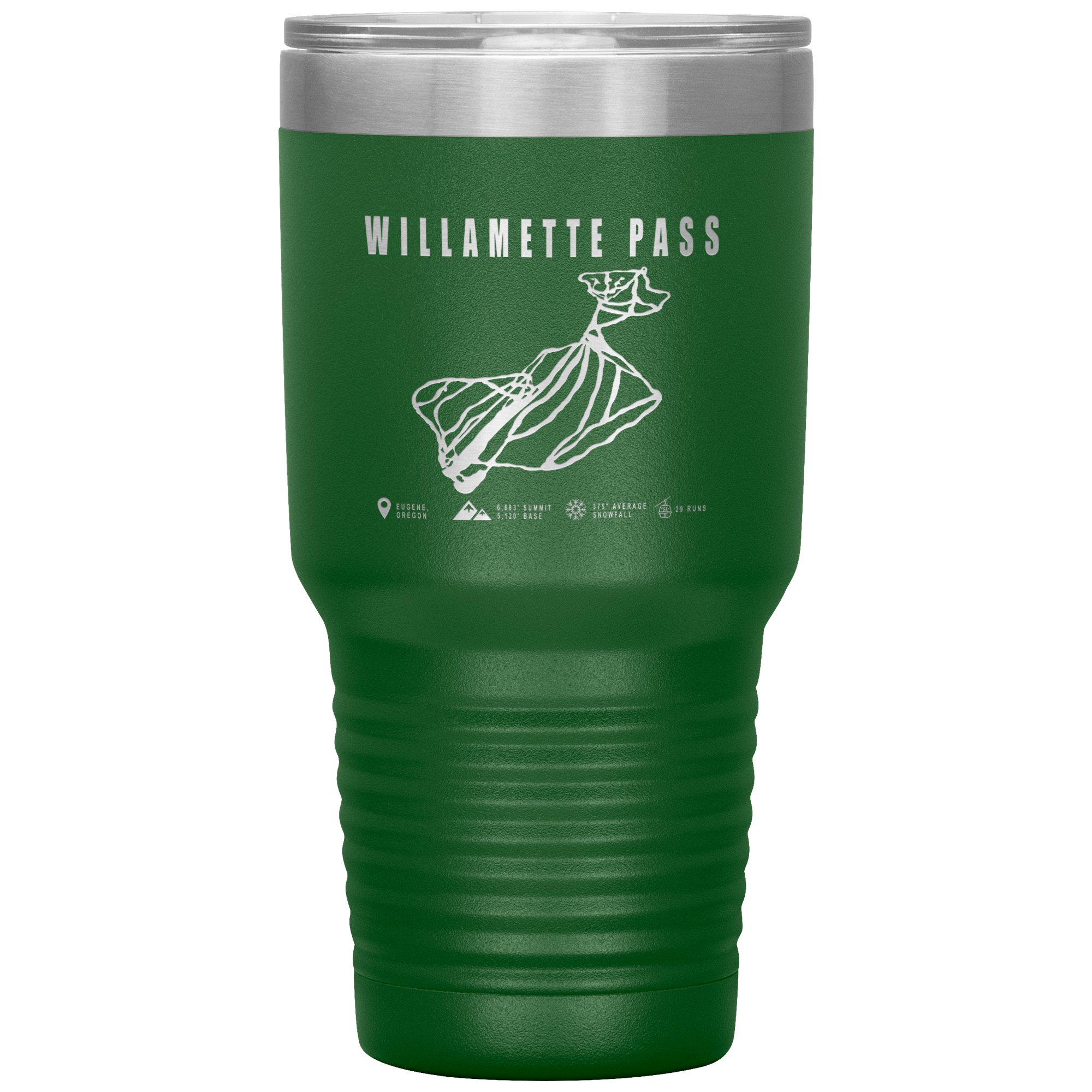 Willamette Pass, Oregon Ski Trail Map 30oz Tumbler - Powderaddicts