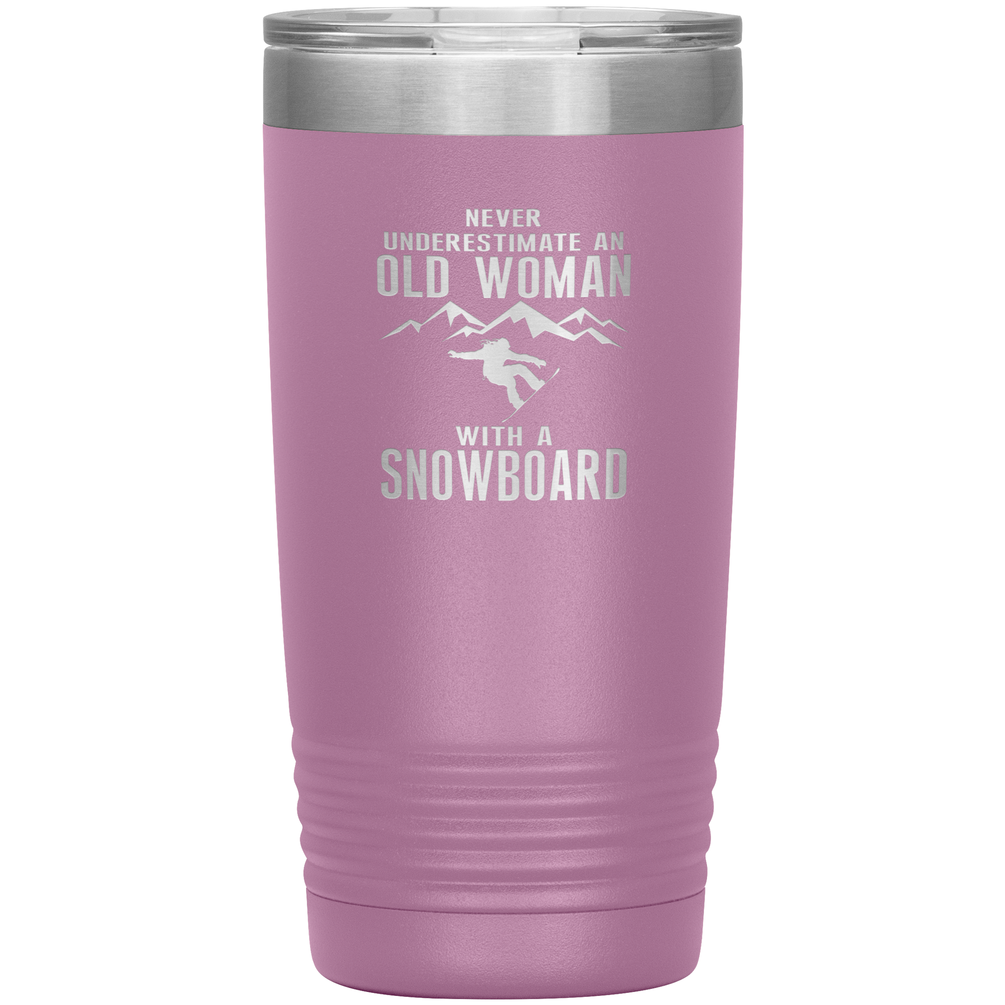 Never Underestimate An Old Woman With A Snowboard 20oz Tumbler - Powderaddicts