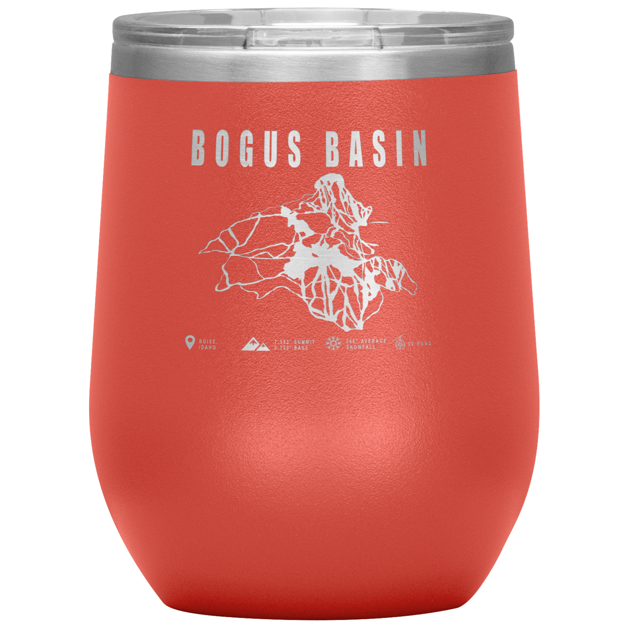 Bogus Basin Idaho Ski Trail Map Wine 12oz Tumbler - Powderaddicts