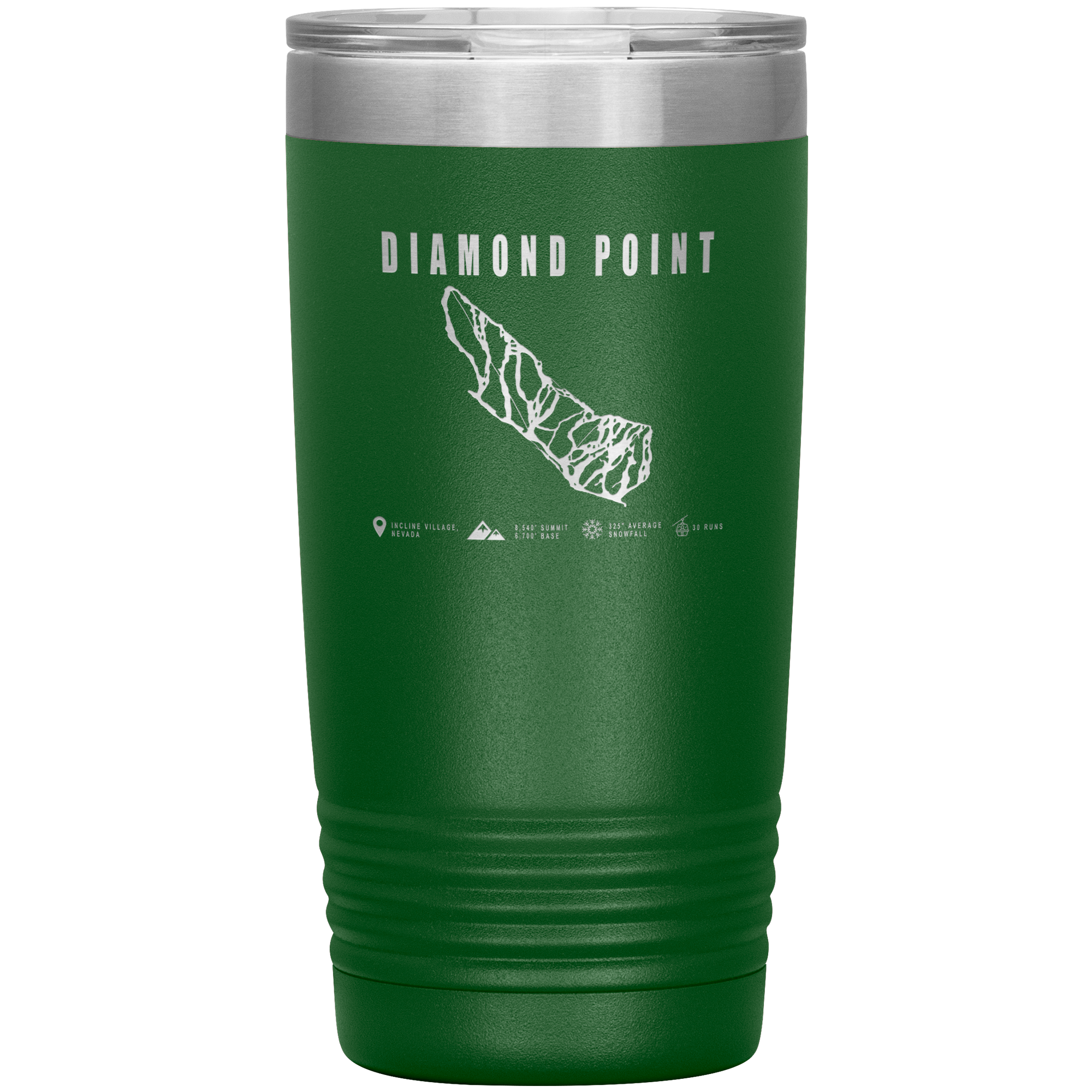 Diamond Point, Nevada Ski Trail Map 20oz Tumbler - Powderaddicts