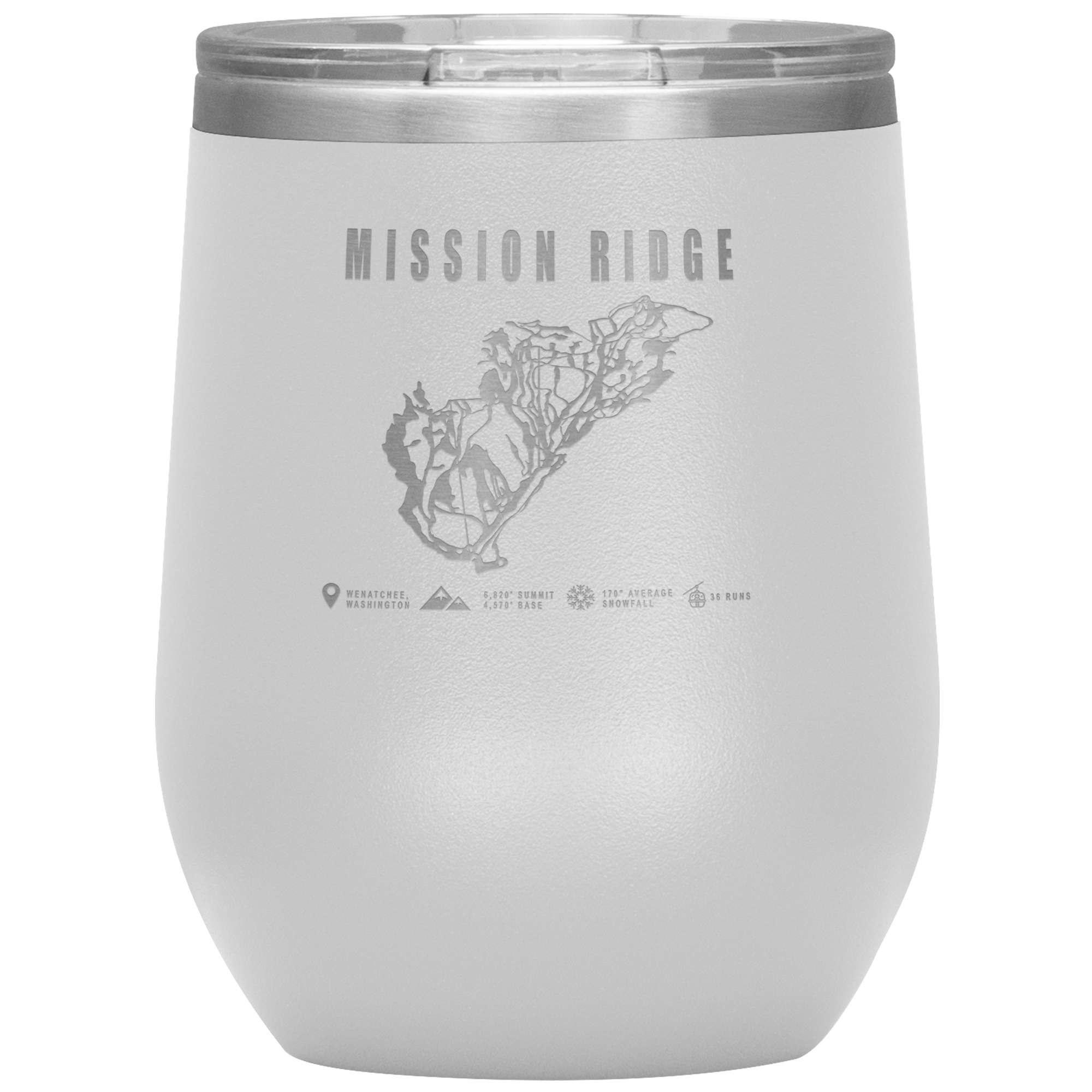 Mission Ridge, Washington Ski Trail Map Wine 12oz Tumbler - Powderaddicts