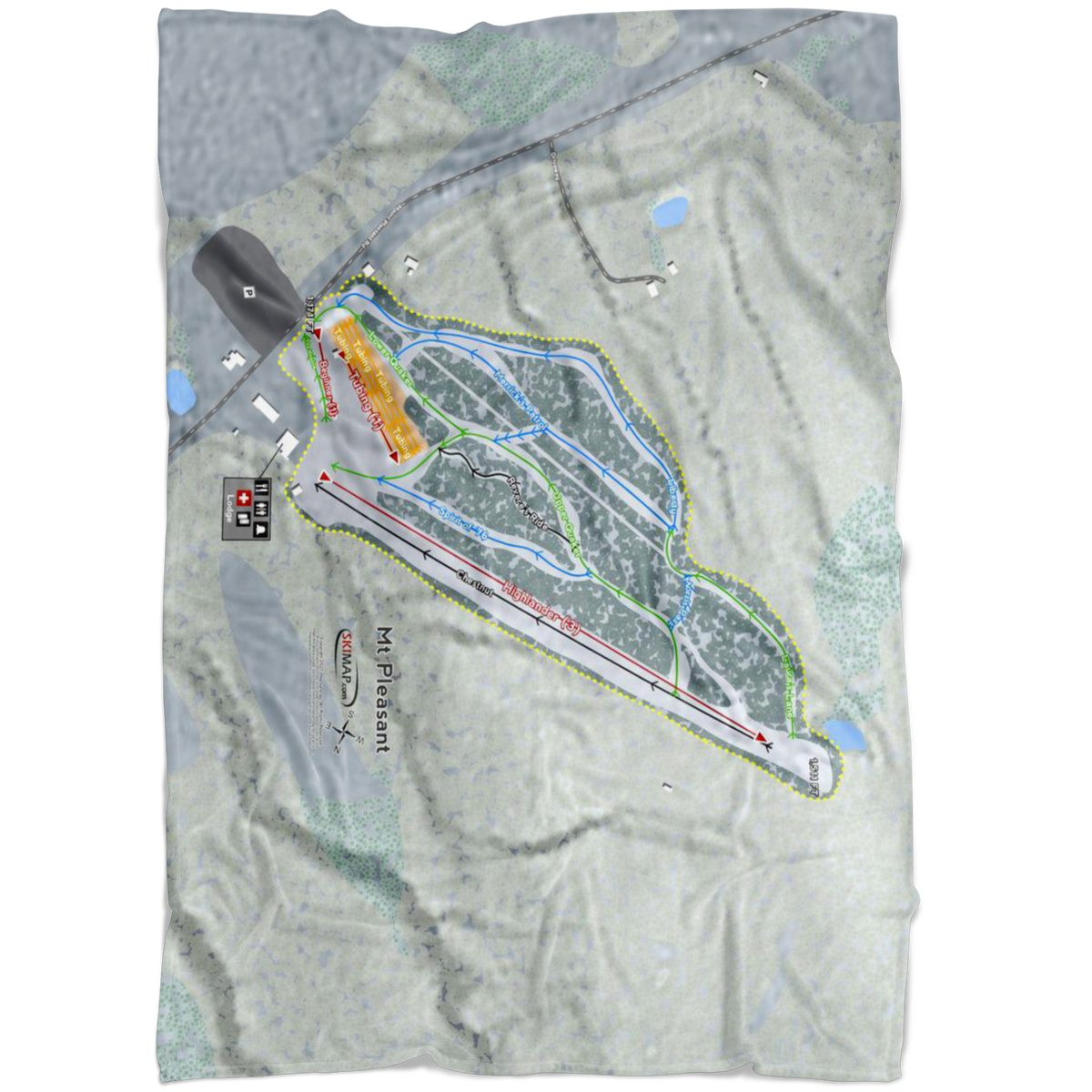 Mt Pleasant, Pennsylvania Ski Trail Map Fleece Blanket - Powderaddicts