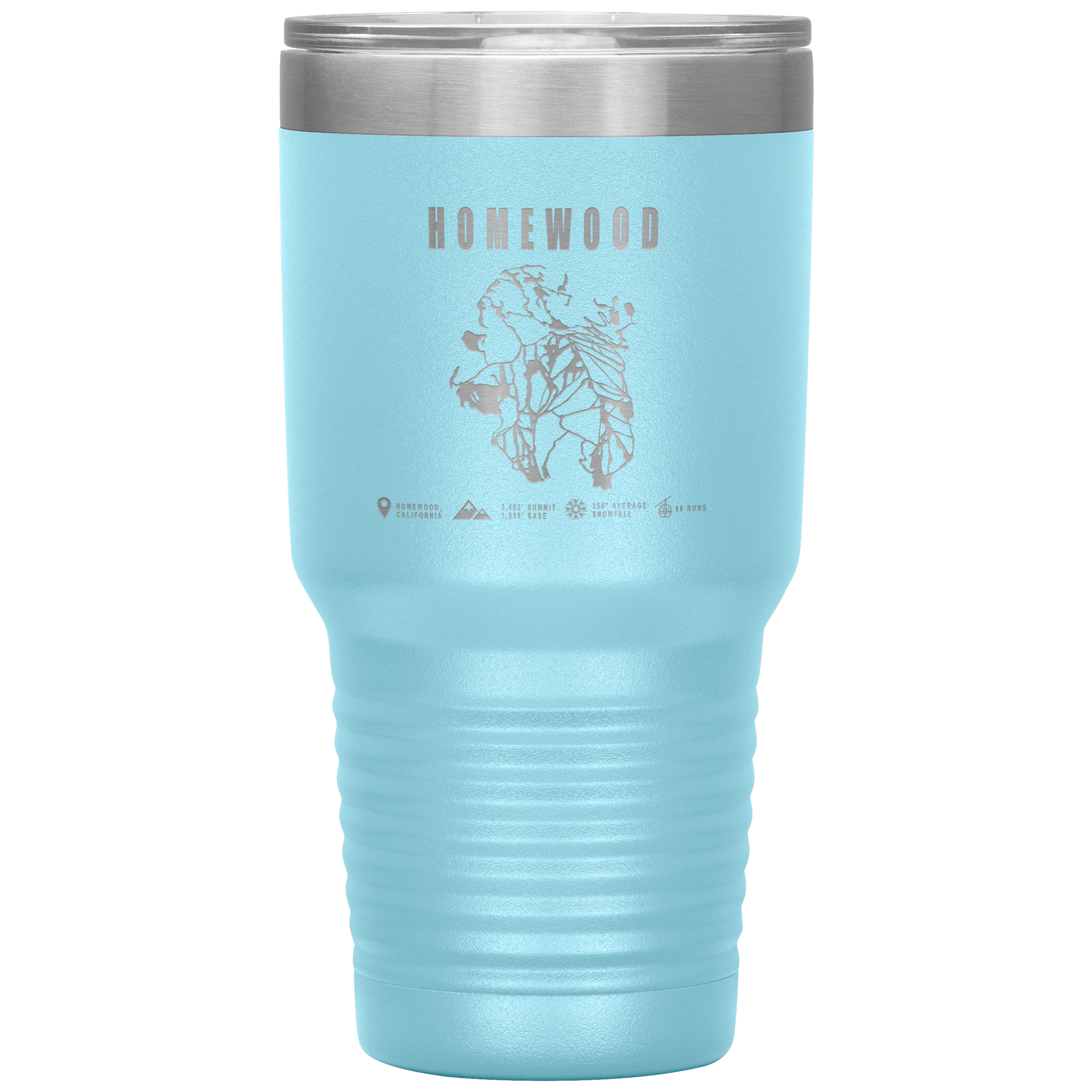 Homewood, California Ski Trail Map 30oz Tumbler - Powderaddicts