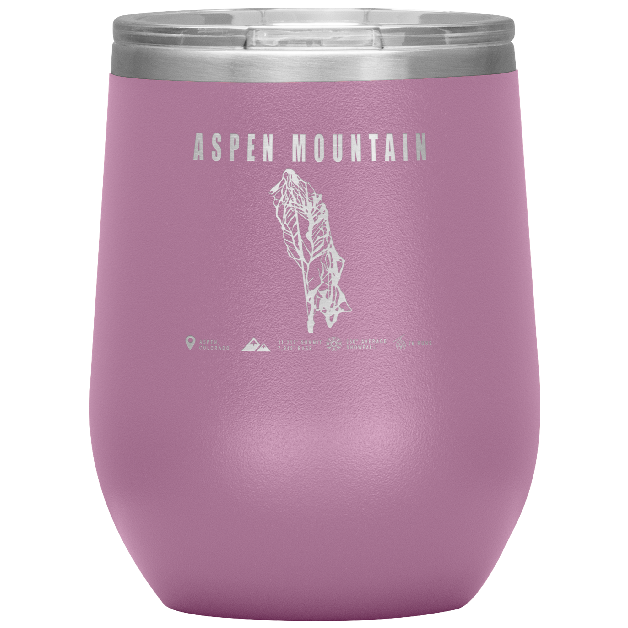 Aspen Mountain Colorado Ski Trail Map Wine 12oz Tumbler - Powderaddicts