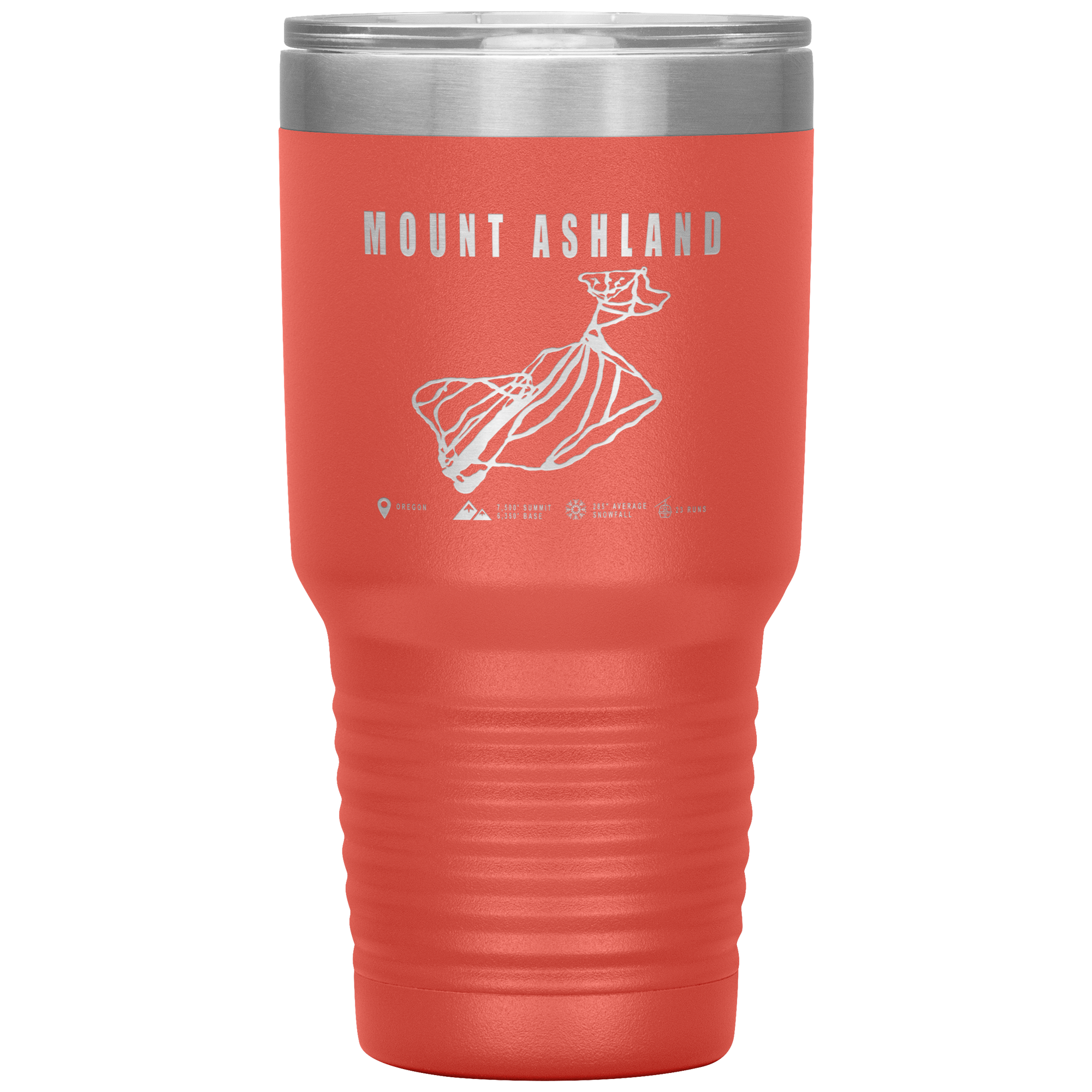 Mount Ashland, Oregon Ski Trail Map 30oz Tumbler - Powderaddicts