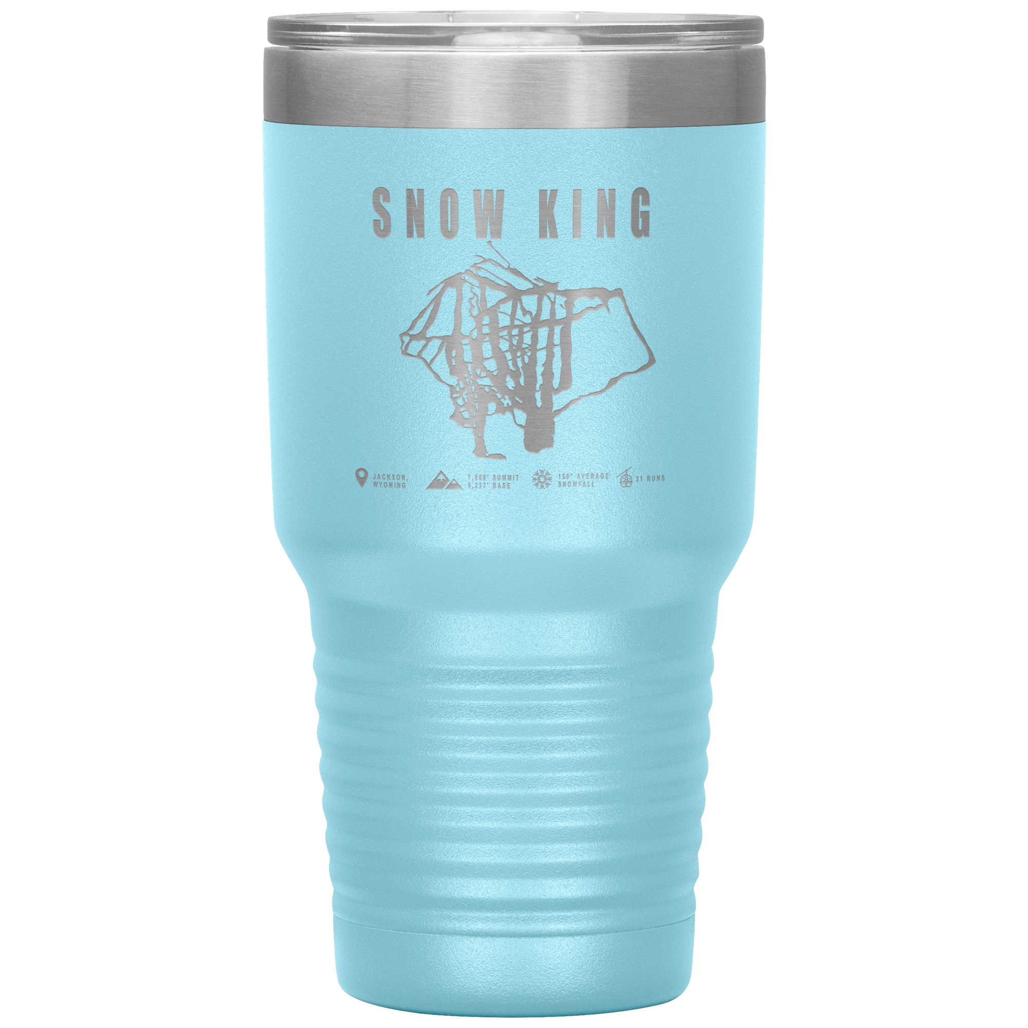 Snow King Wyoming Ski Trail Map 30oz Tumbler - Powderaddicts