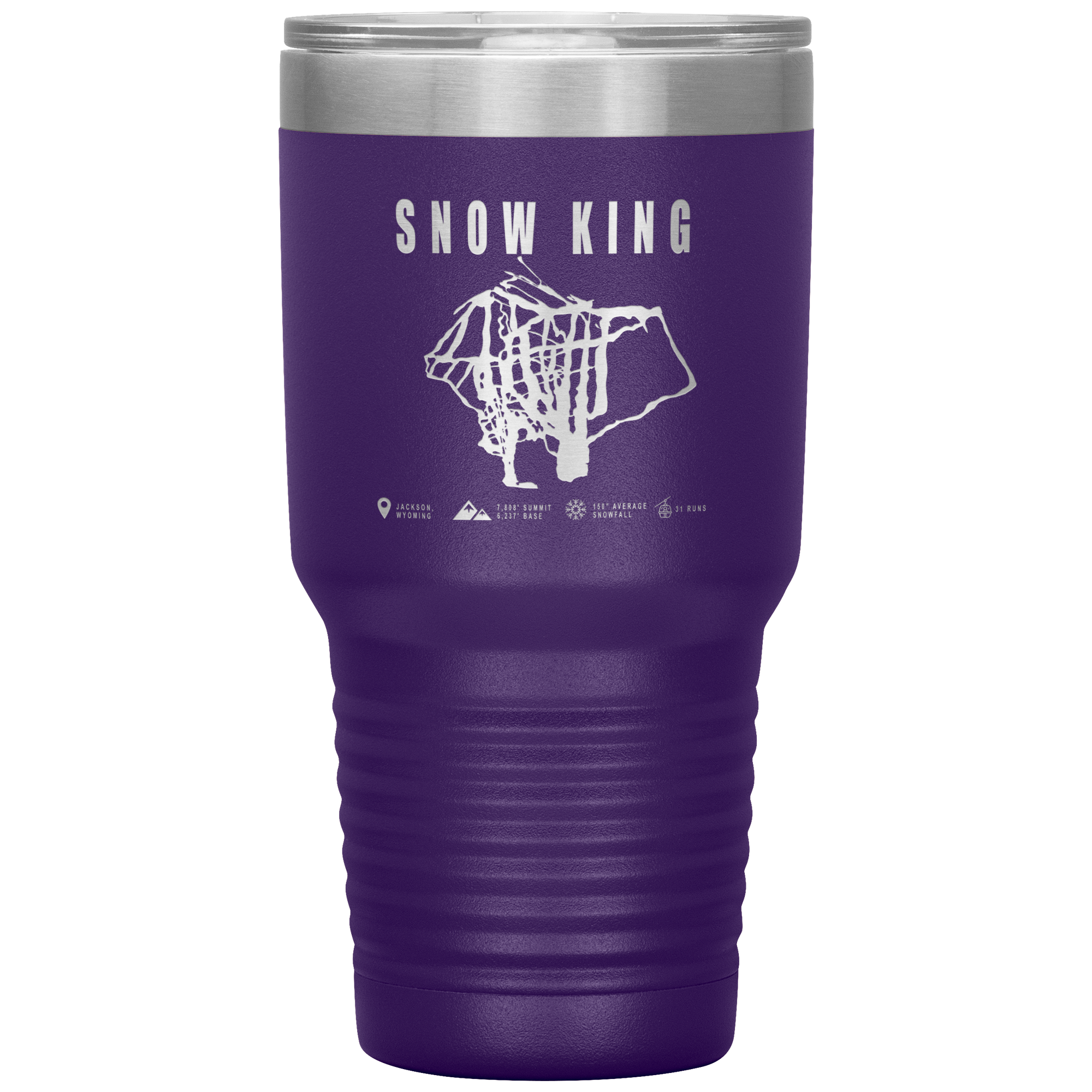 Snow King Wyoming Ski Trail Map 30oz Tumbler - Powderaddicts