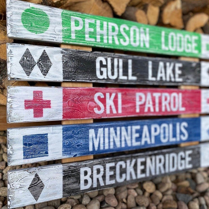 PERSONALIZED Rustic Ski and Snowboard Trail Signs (🇺🇸 Made In The USA) - Powderaddicts