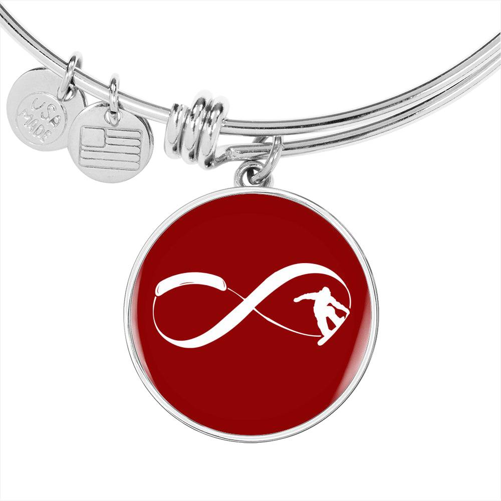 Infinity Snowboard Red Pendant Bangle - Powderaddicts