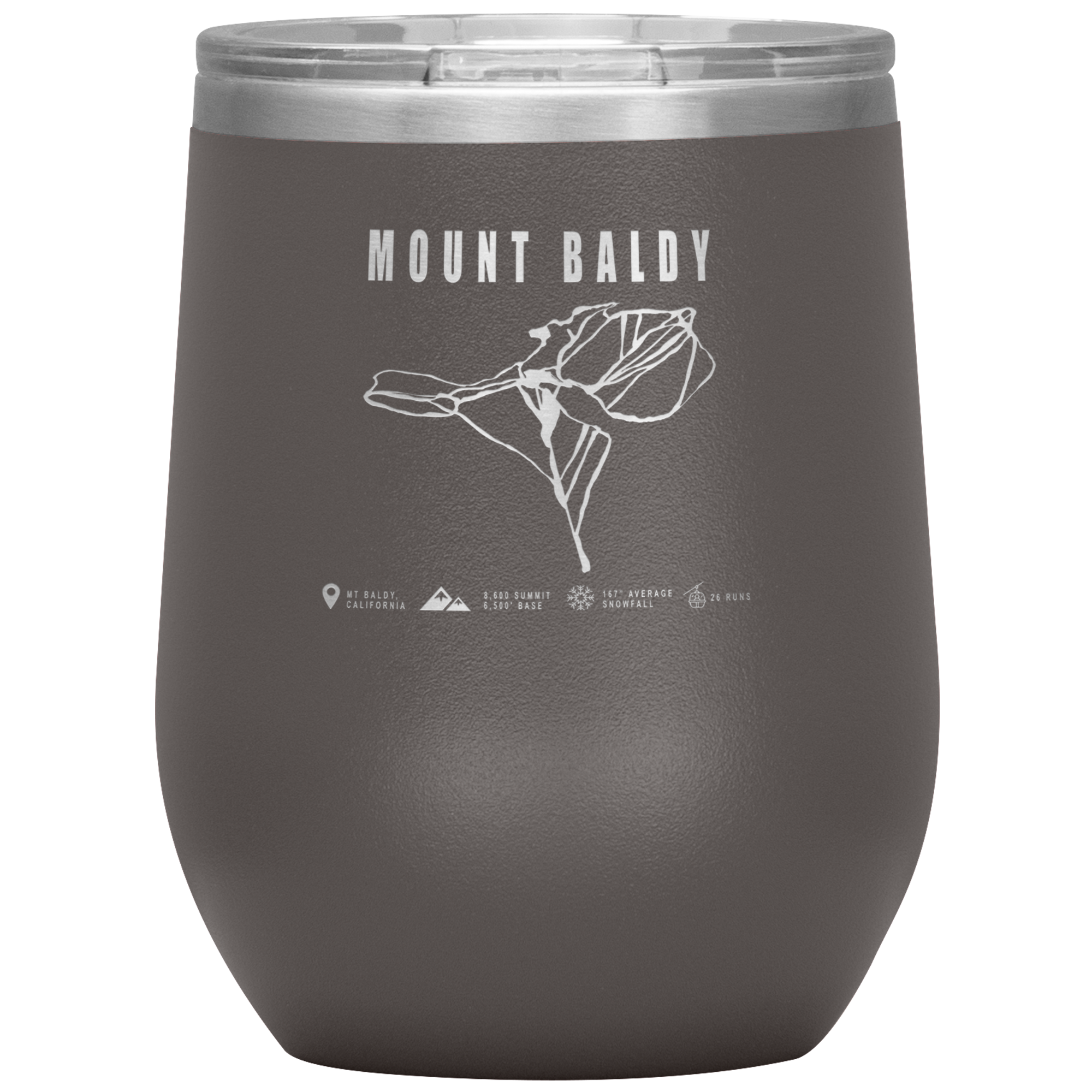 Mount Baldy, California Ski Trail Map Wine 12oz Tumbler - Powderaddicts